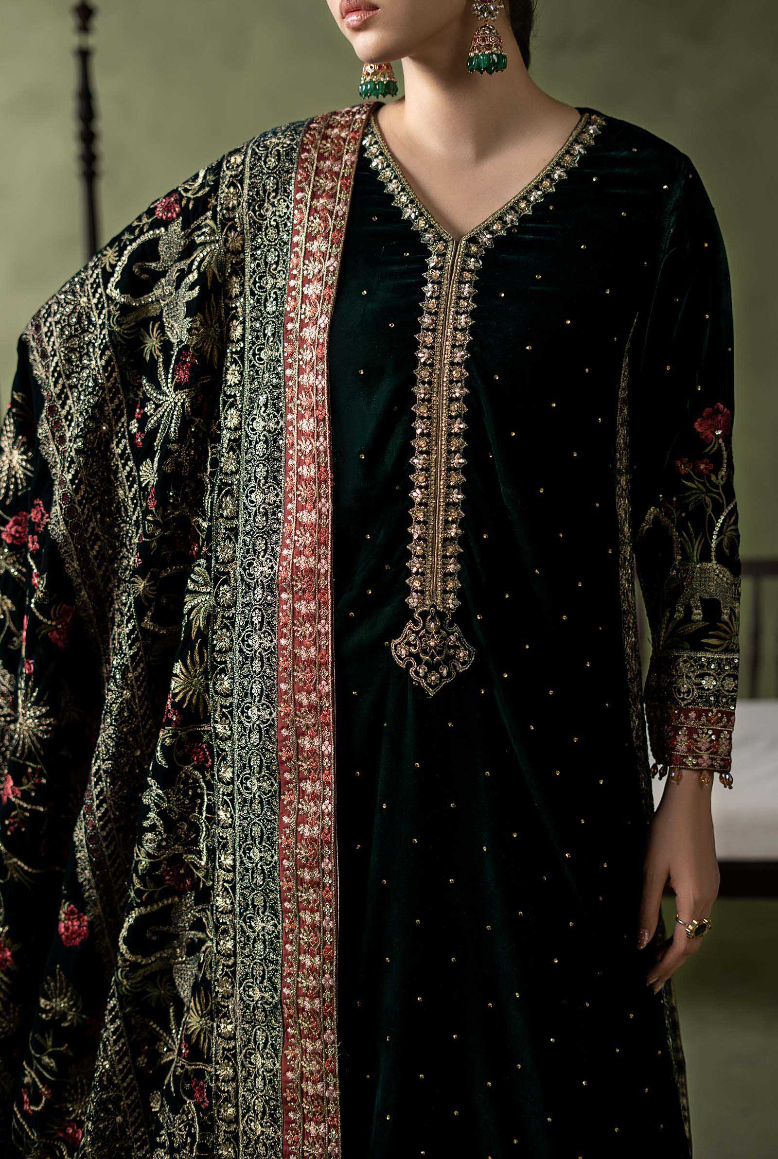 3 Piece Embroidered Velvet Suit