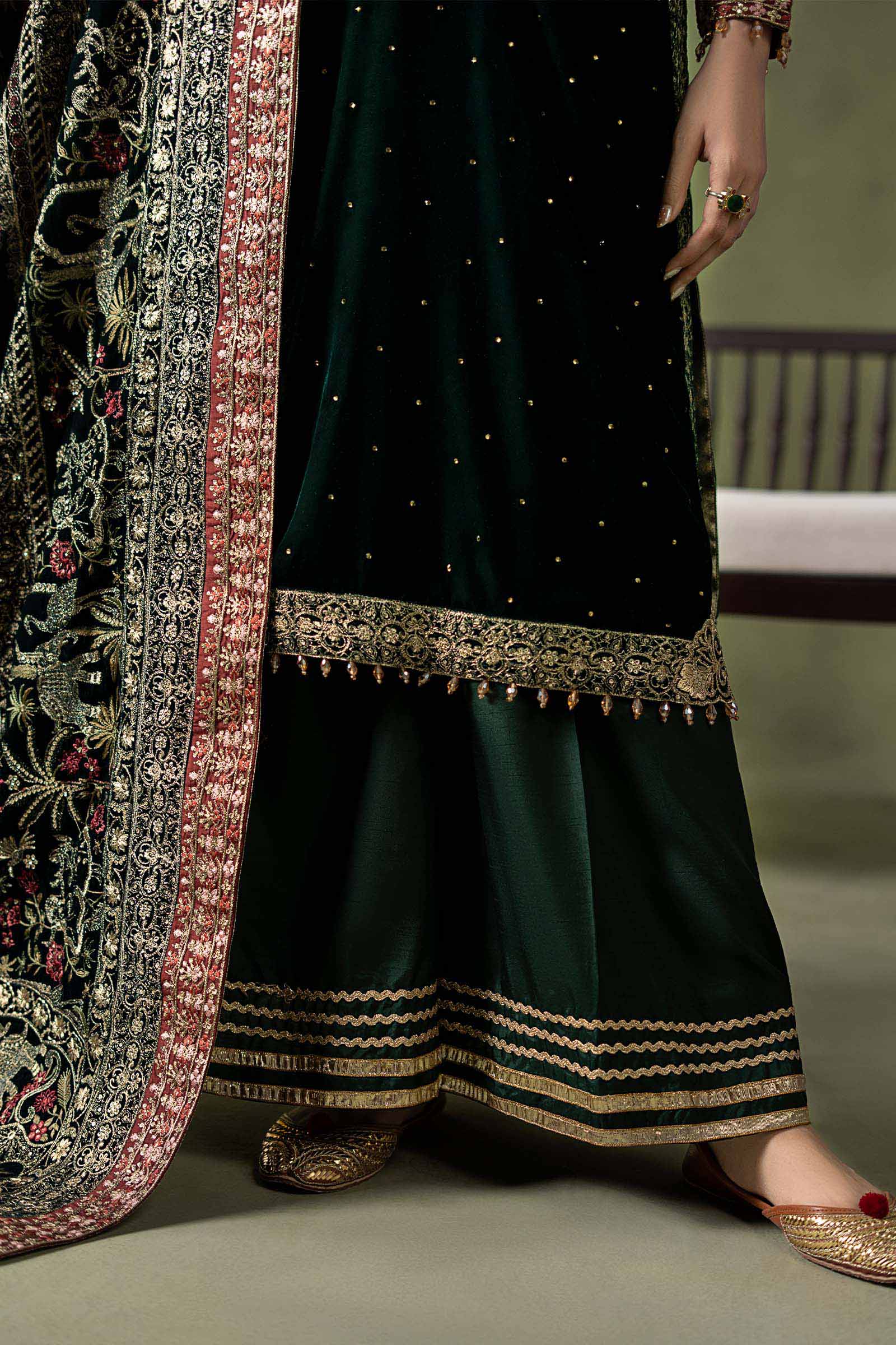 3 Piece Embroidered Velvet Suit
