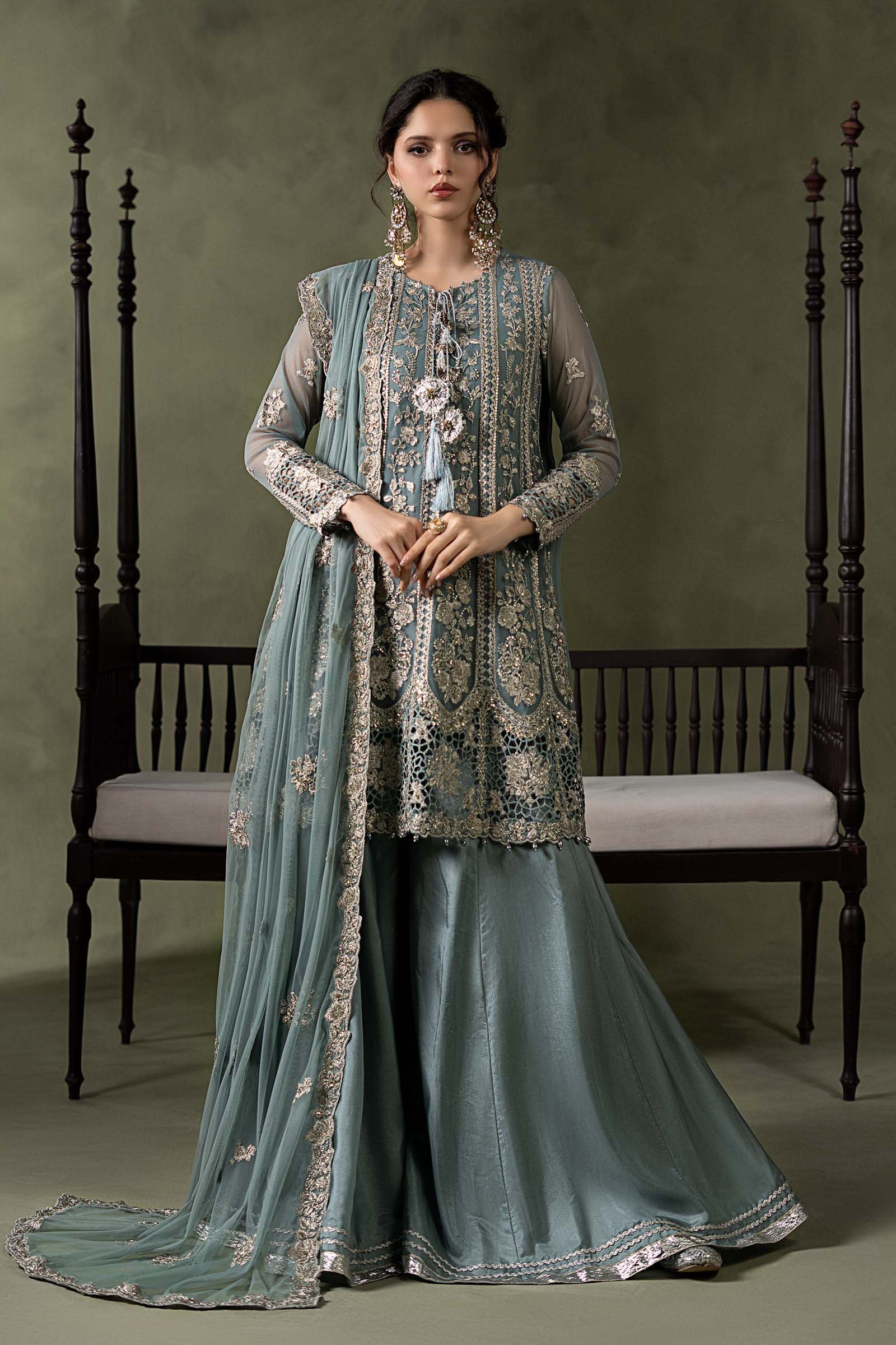 3 Piece Embroidered Net Suit