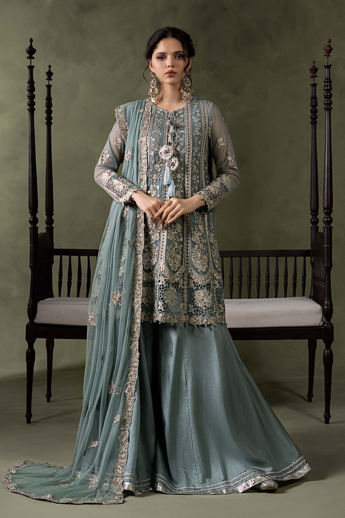3 Piece Embroidered Net Suit