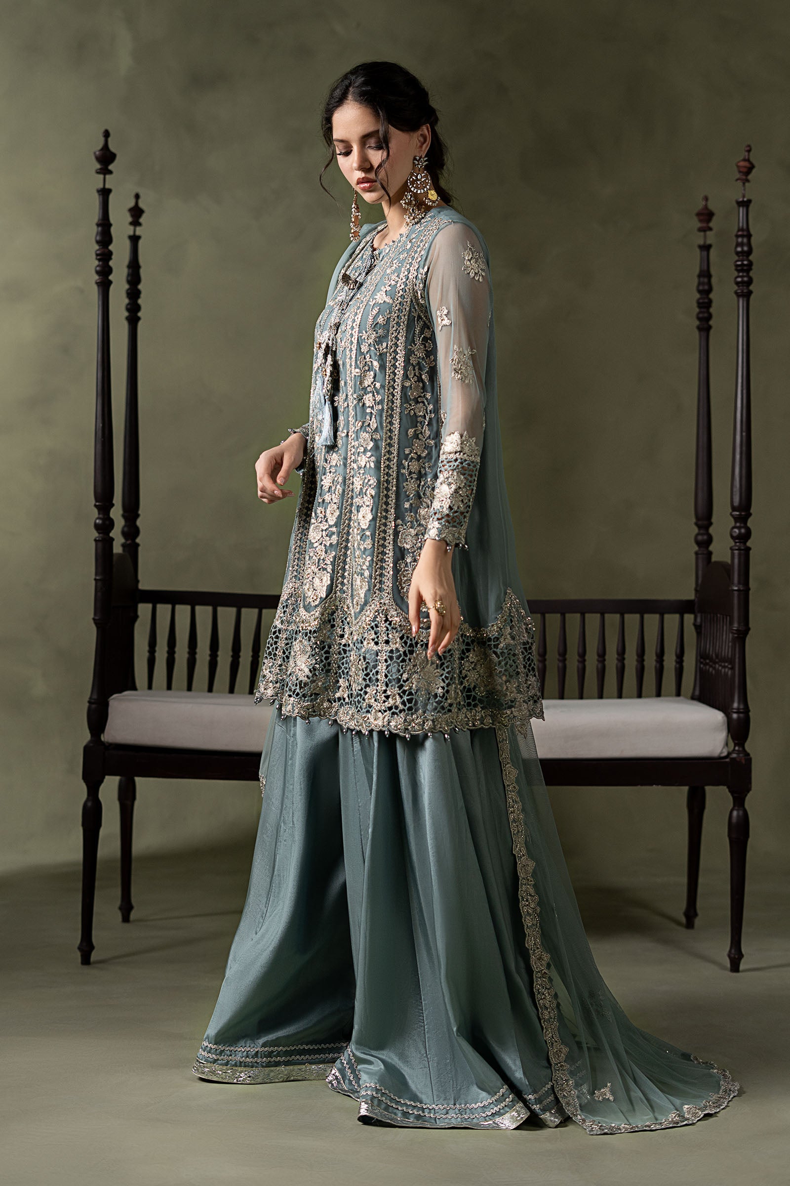 3 Piece Embroidered Net Suit