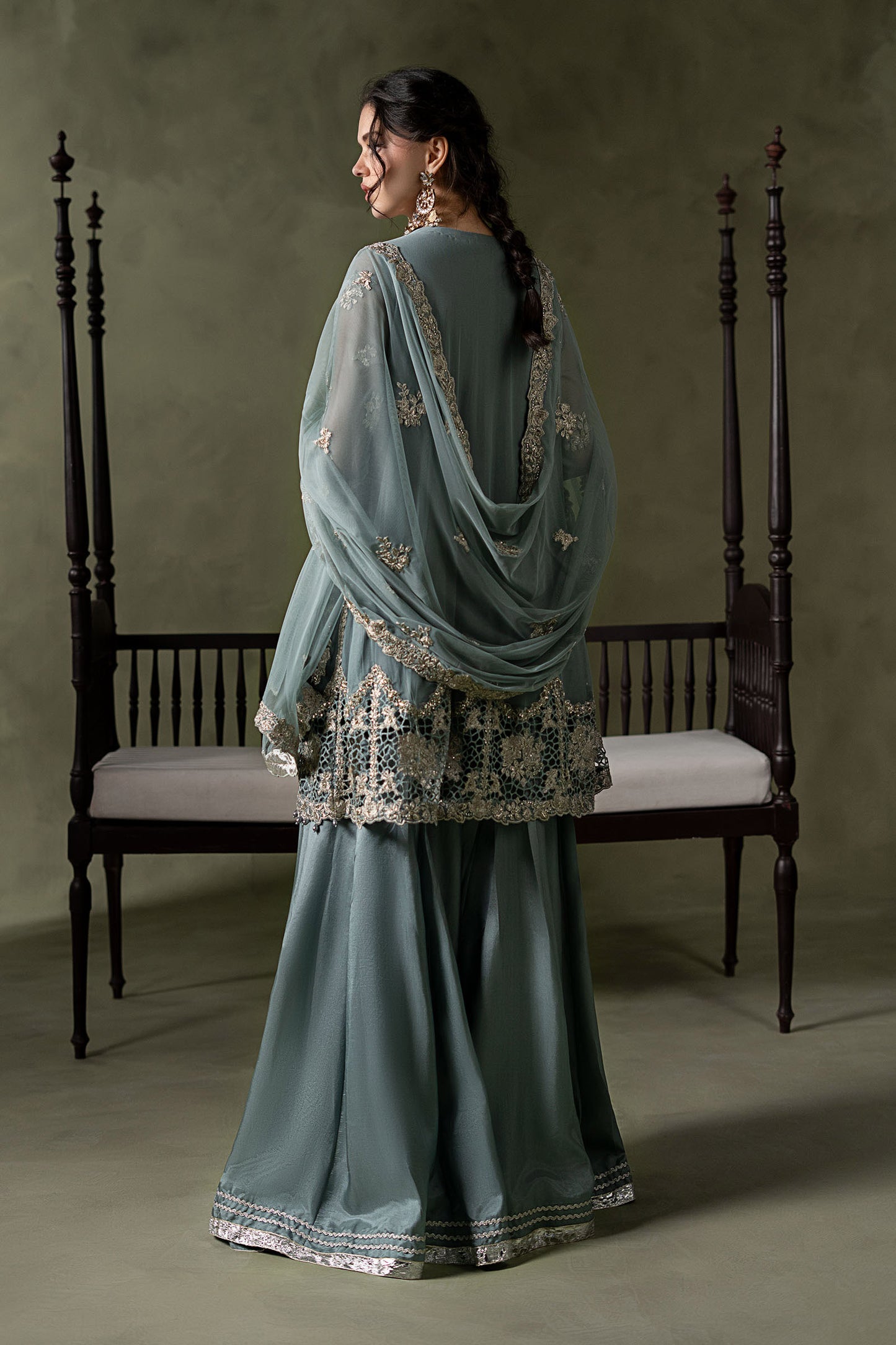 3 Piece Embroidered Net Suit