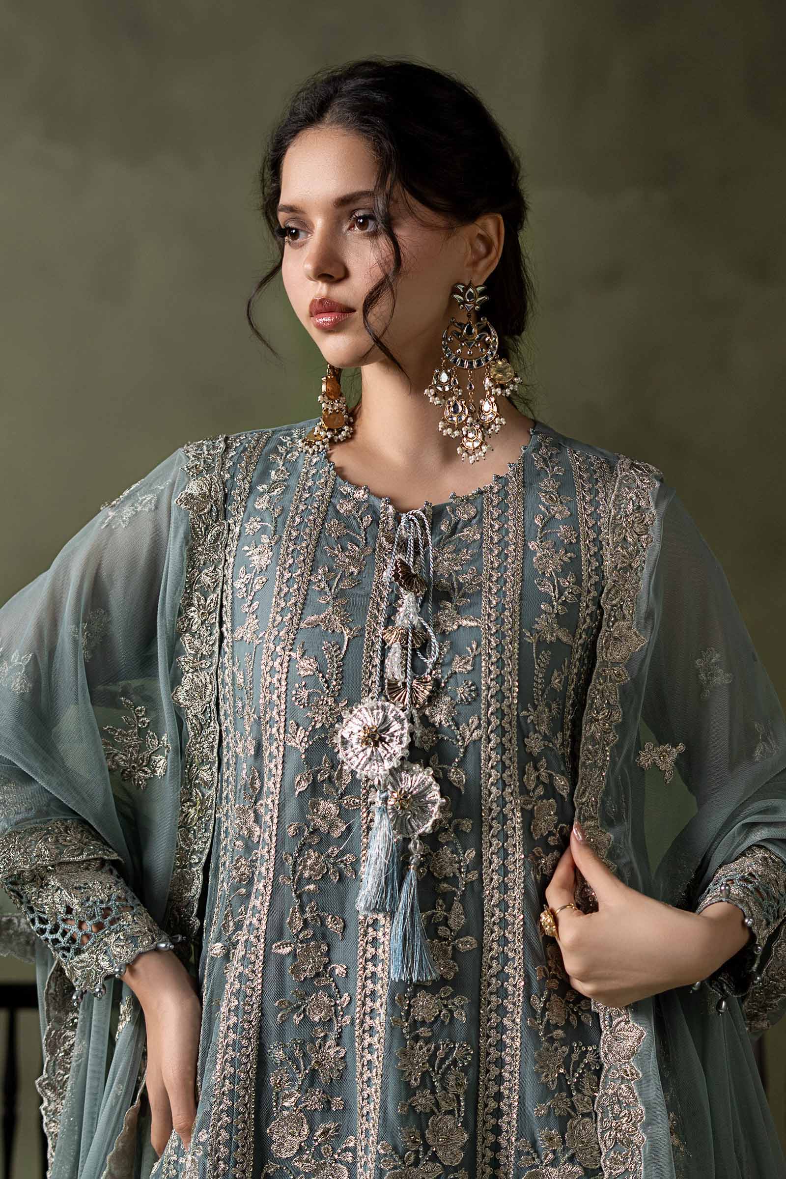 3 Piece Embroidered Net Suit