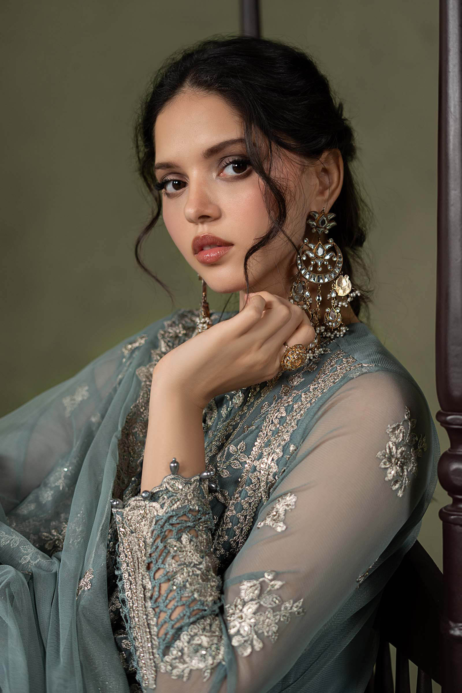 3 Piece Embroidered Net Suit
