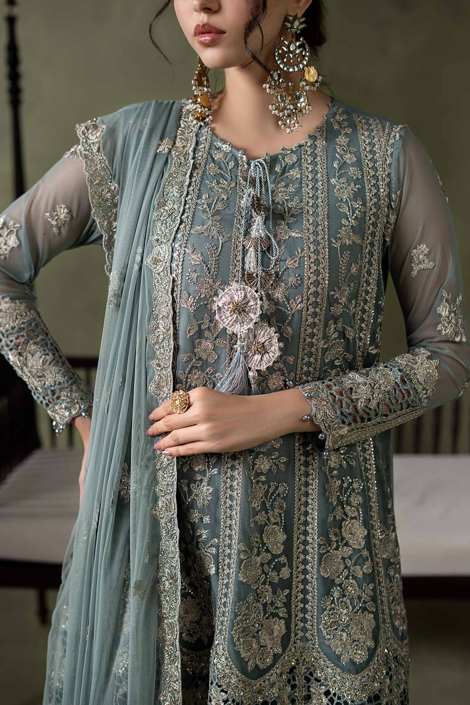 3 Piece Embroidered Net Suit