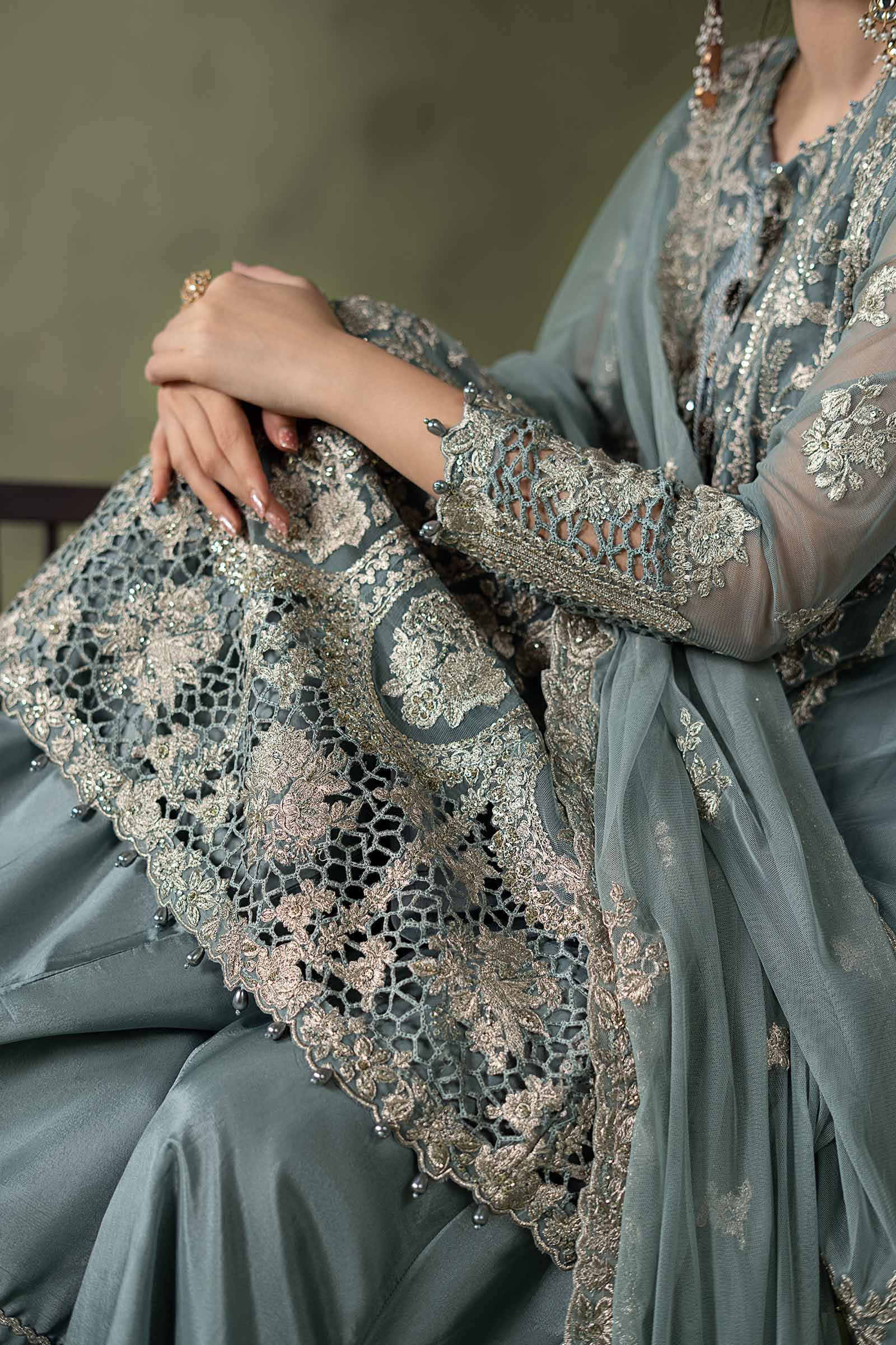 3 Piece Embroidered Net Suit