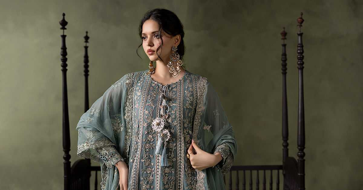 3 Piece Embroidered Net Suit