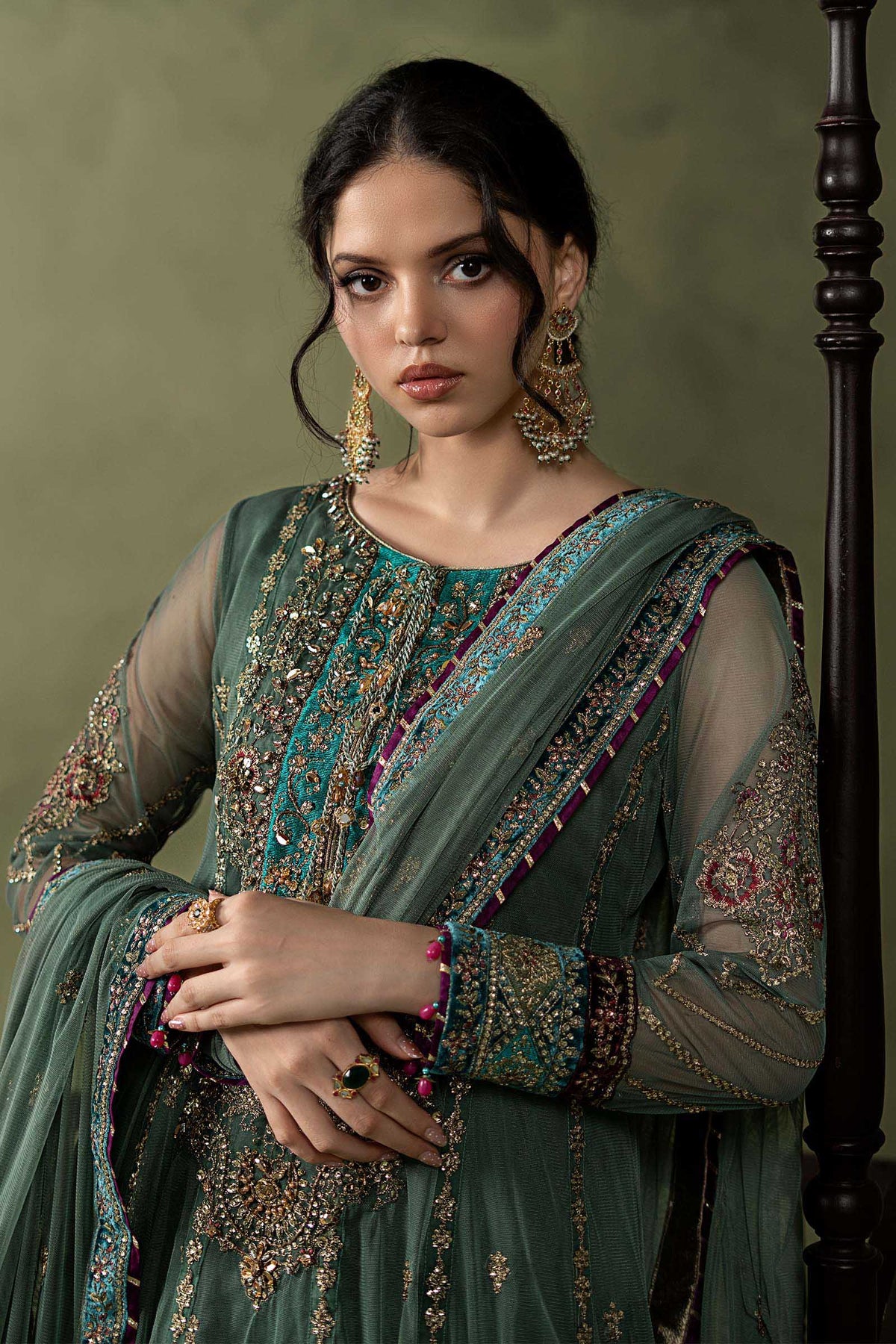 3 Piece Embroidered Net Suit