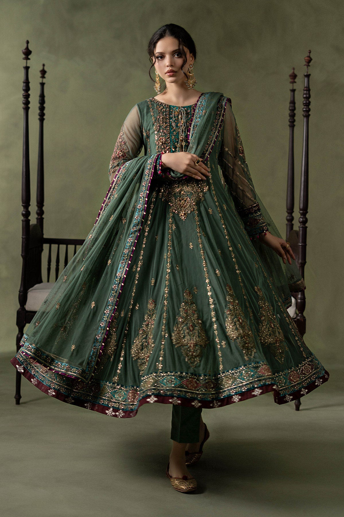 3 Piece Embroidered Net Suit