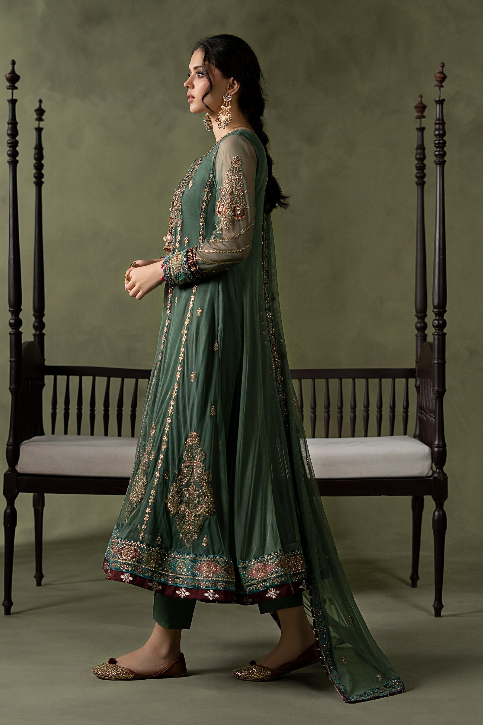 3 Piece Embroidered Net Suit