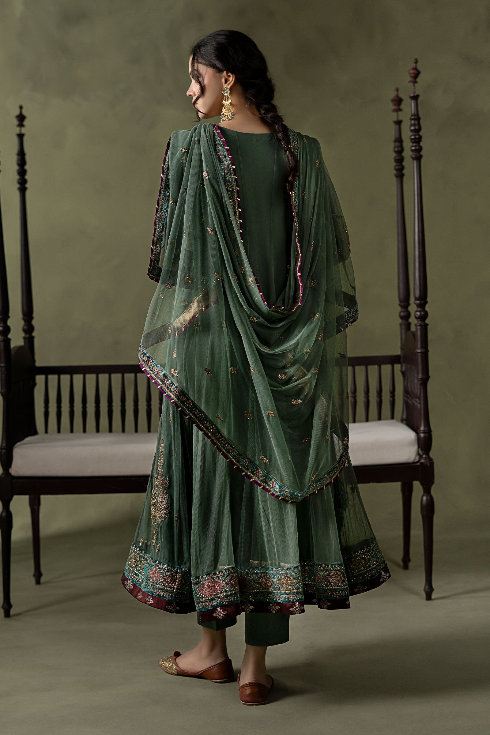 3 Piece Embroidered Net Suit
