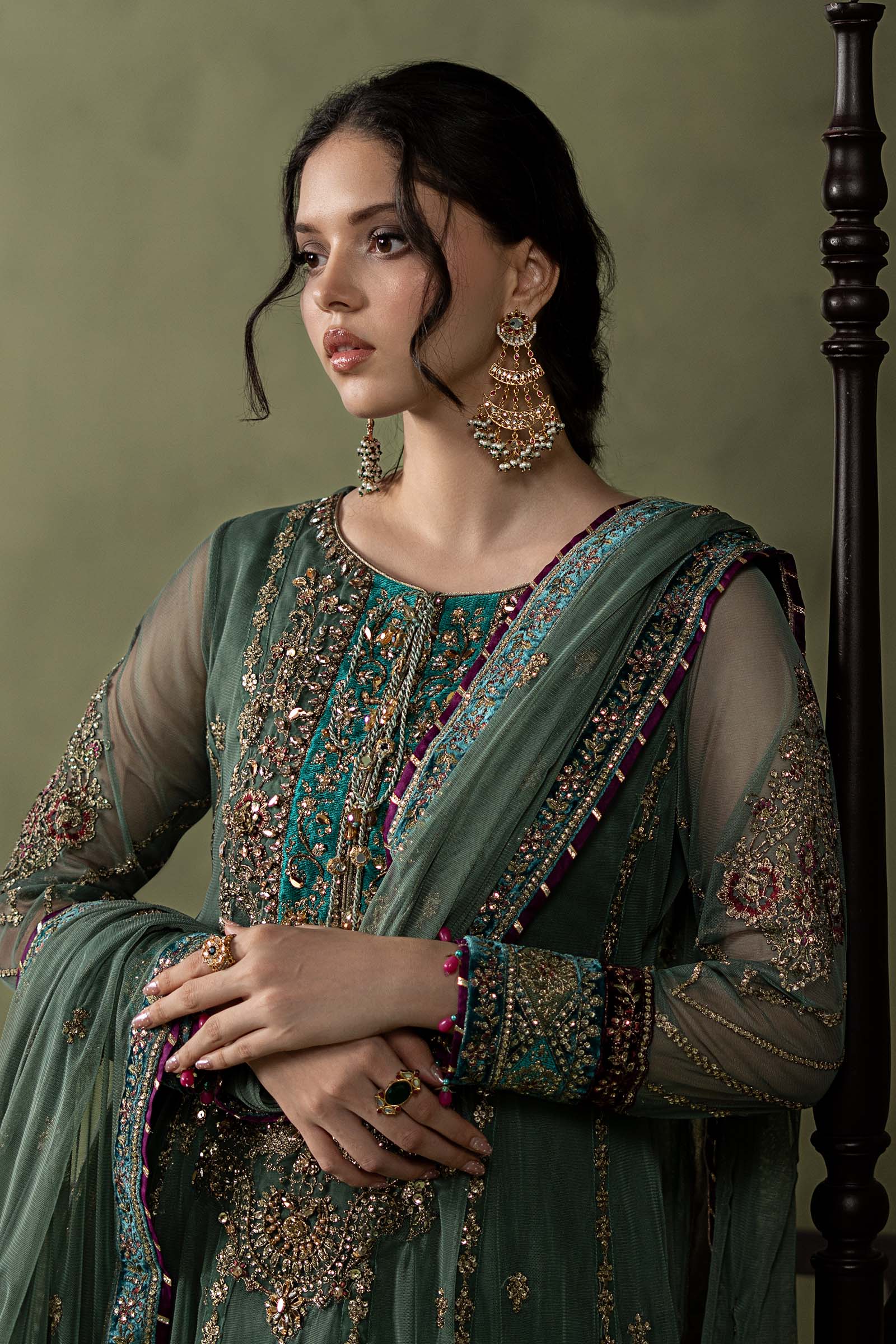 3 Piece Embroidered Net Suit