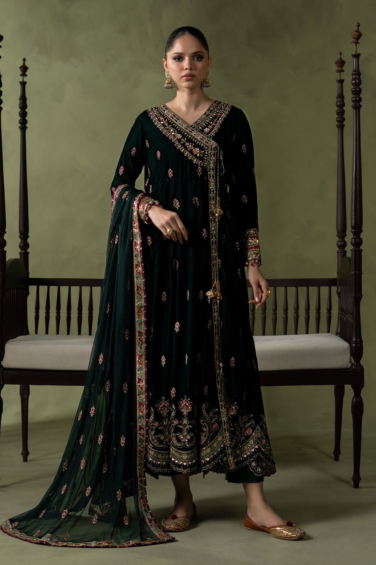 3 Piece Embroidered Velvet Suit