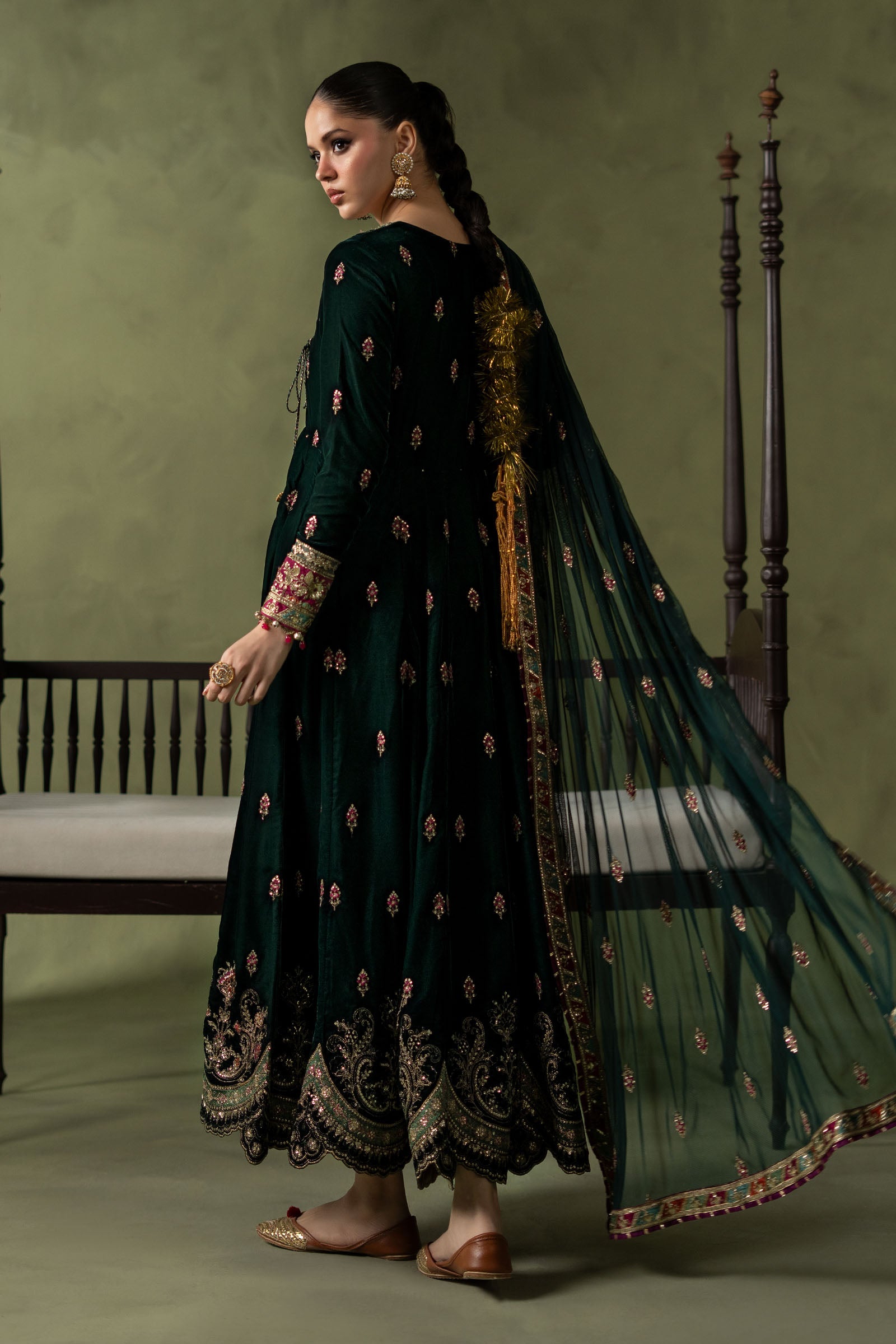 3 Piece Embroidered Velvet Suit