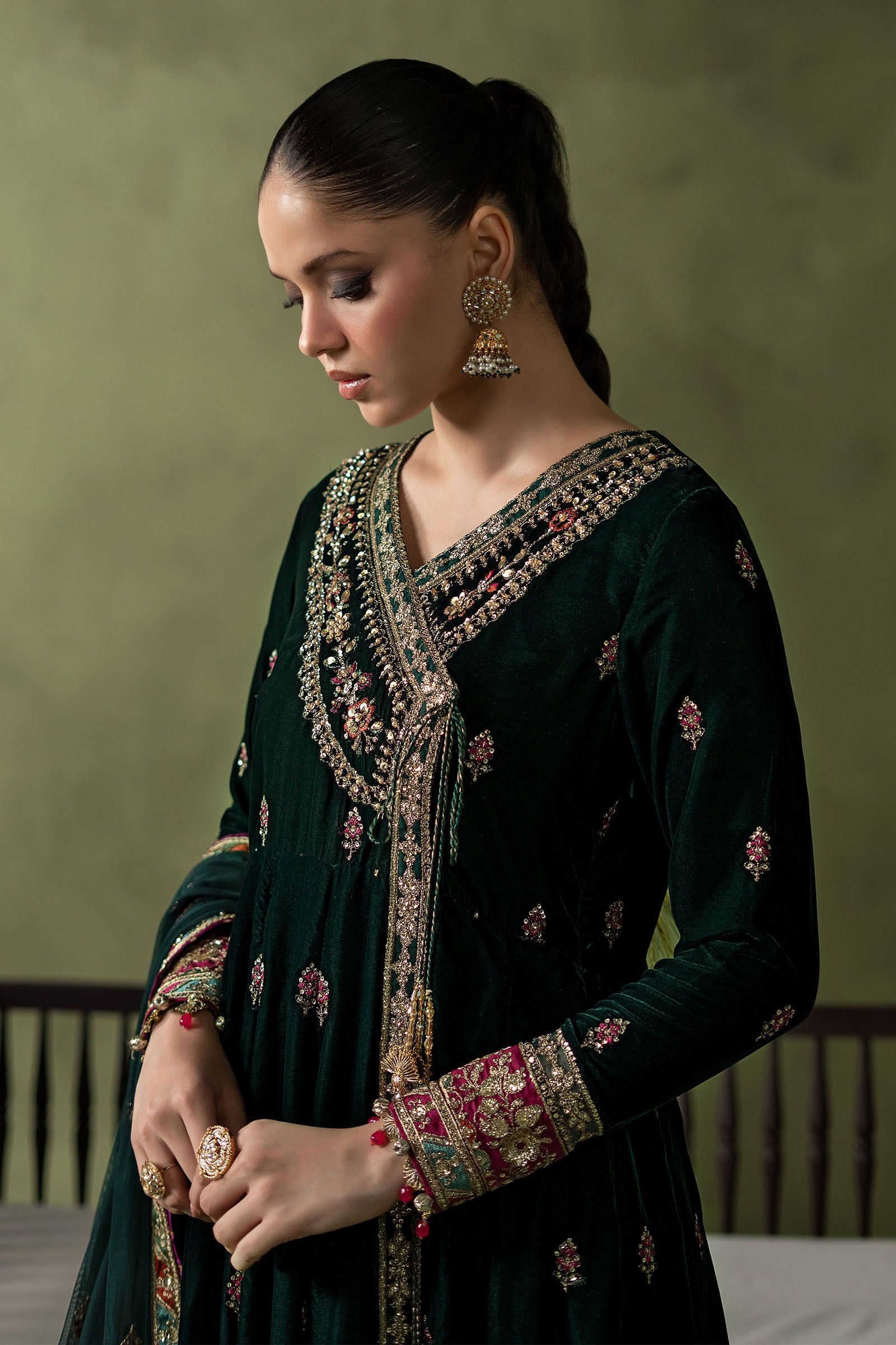 3 Piece Embroidered Velvet Suit