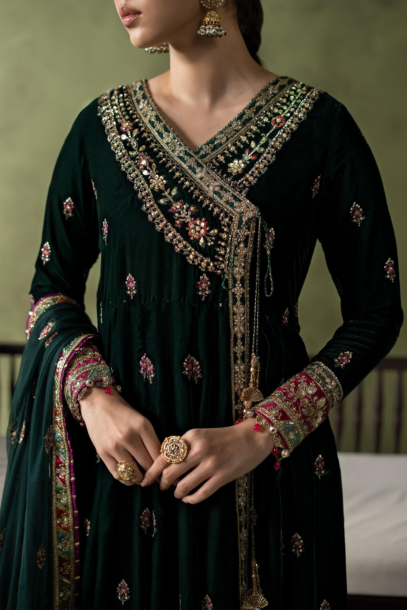 3 Piece Embroidered Velvet Suit