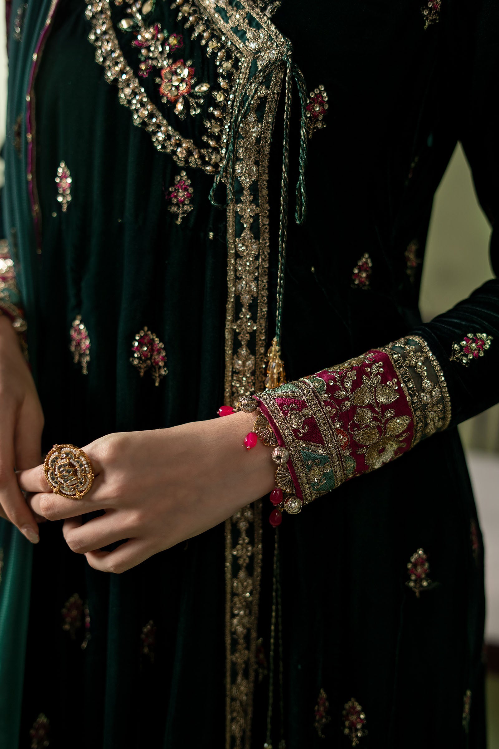 3 Piece Embroidered Velvet Suit