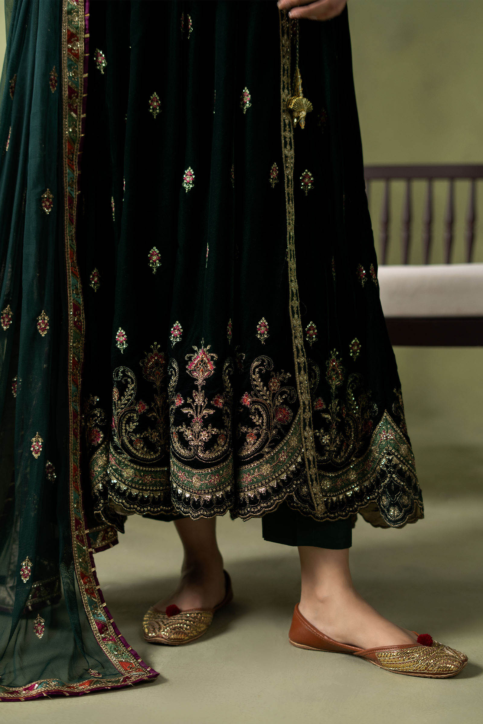 3 Piece Embroidered Velvet Suit