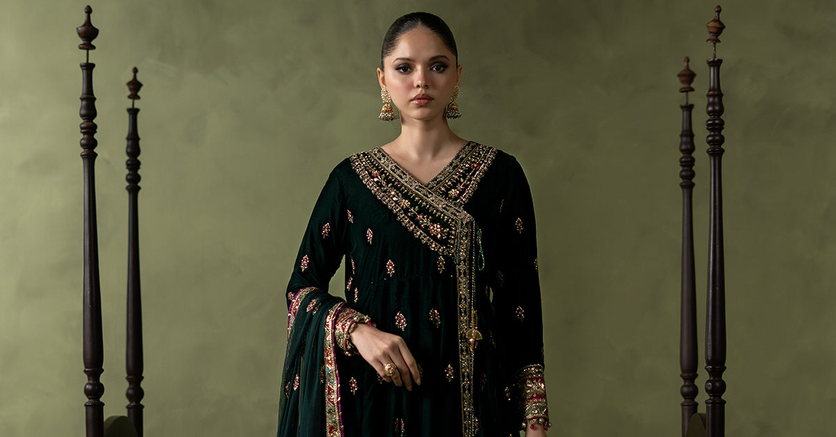 3 Piece Embroidered Velvet Suit