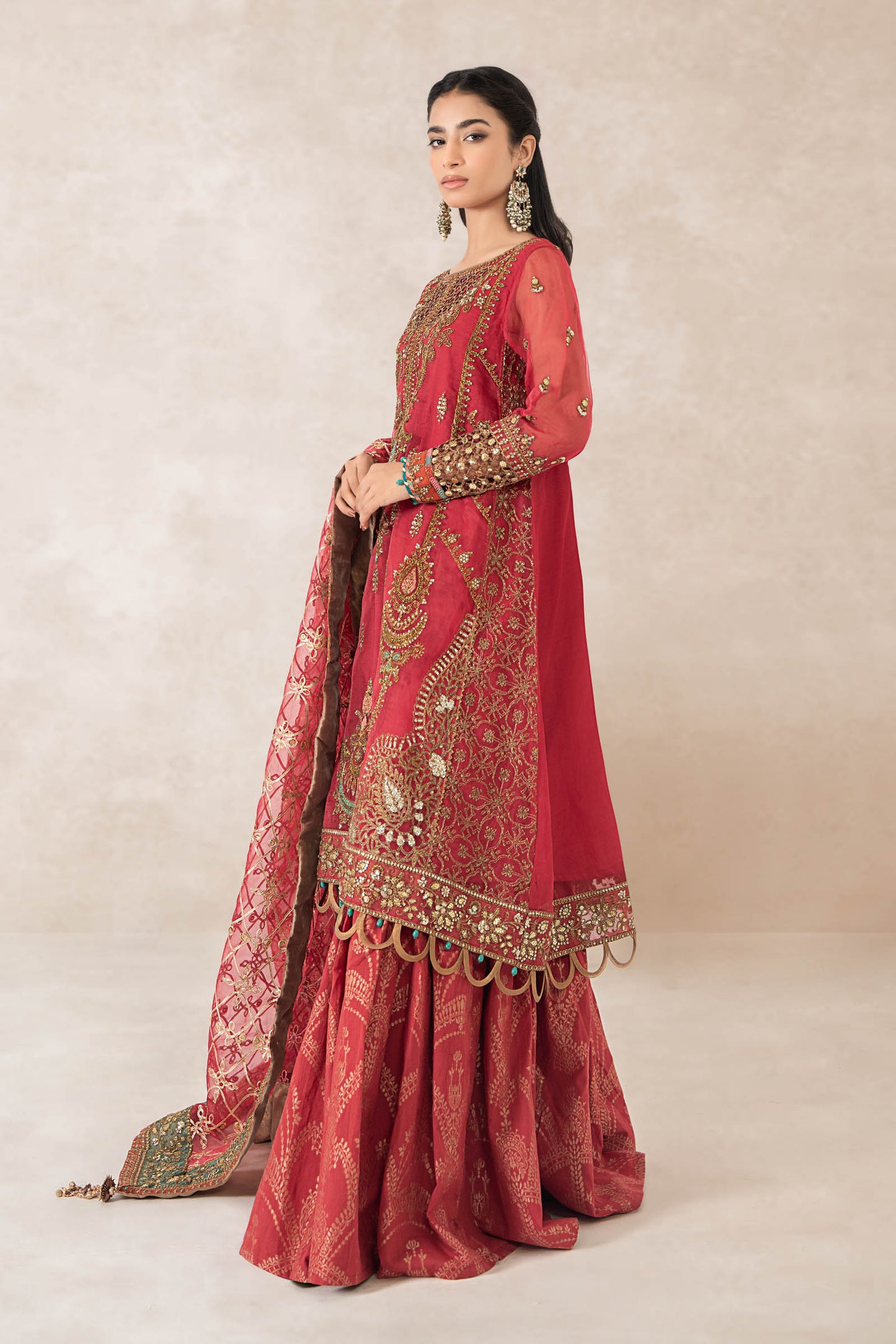 3 Piece Embroidered Organza Suit