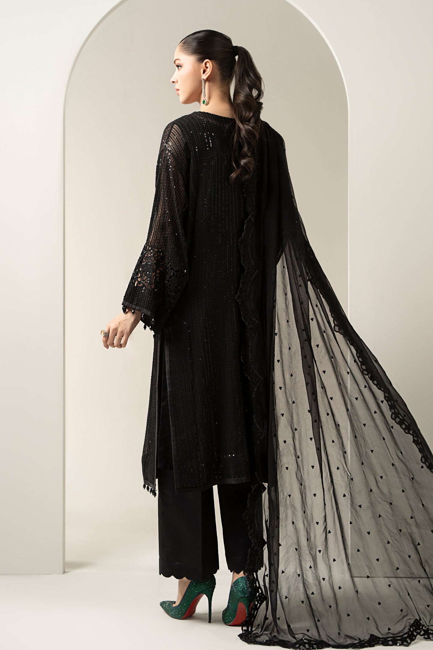 3 Piece Embroidered Chiffon Suit