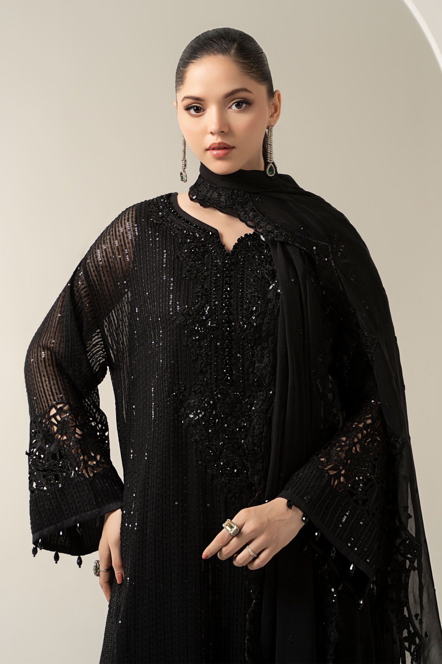 3 Piece Embroidered Chiffon Suit