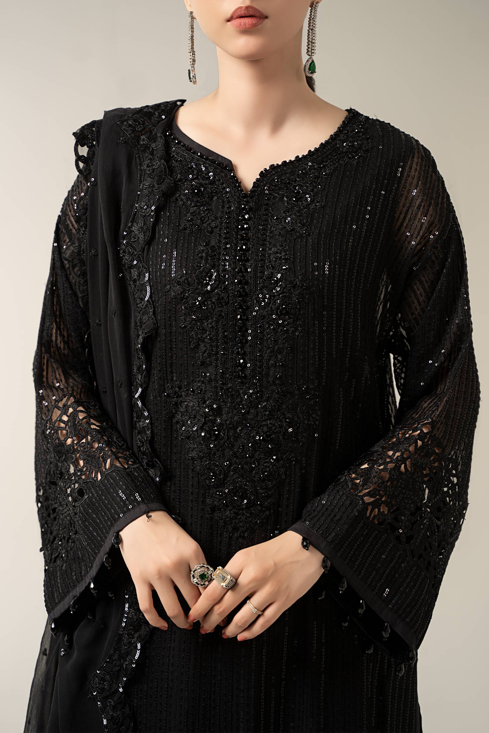 3 Piece Embroidered Chiffon Suit