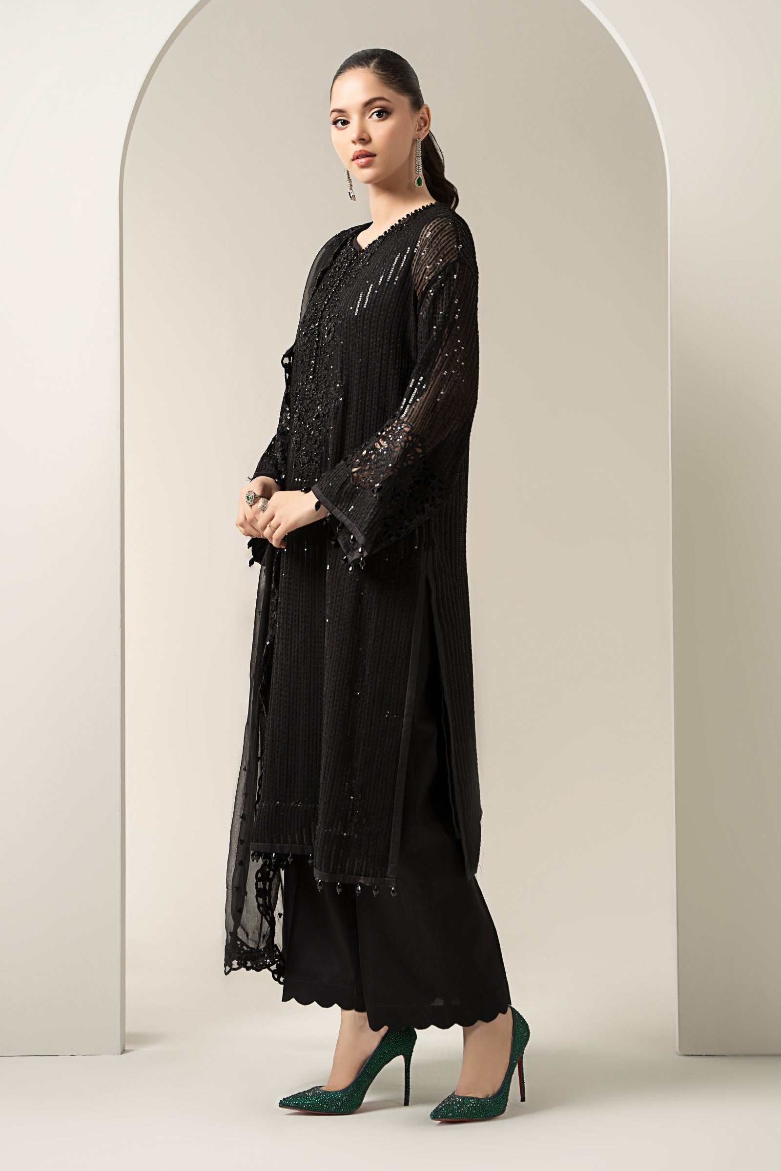 3 Piece Embroidered Chiffon Suit