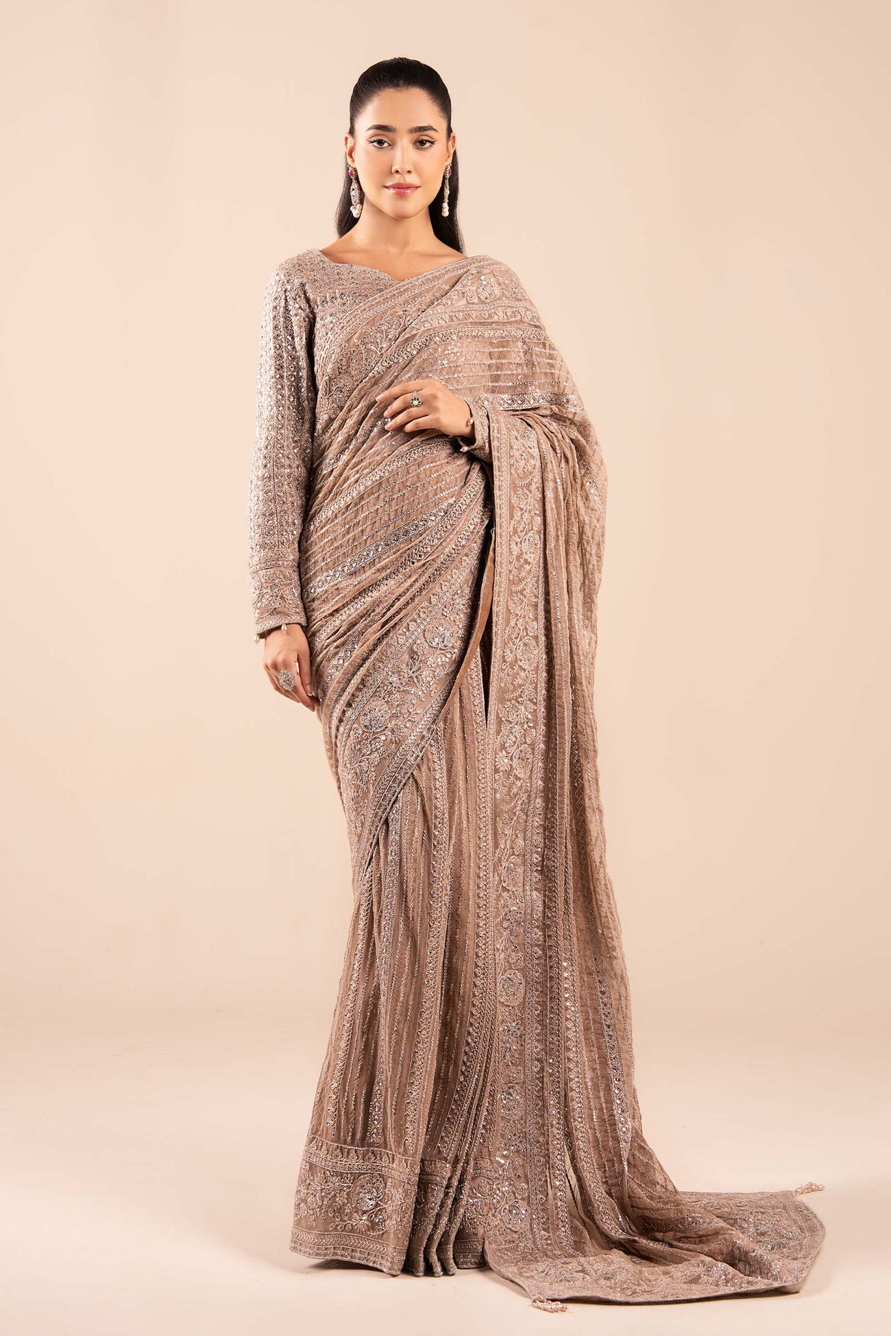 Embroidered Net Saree