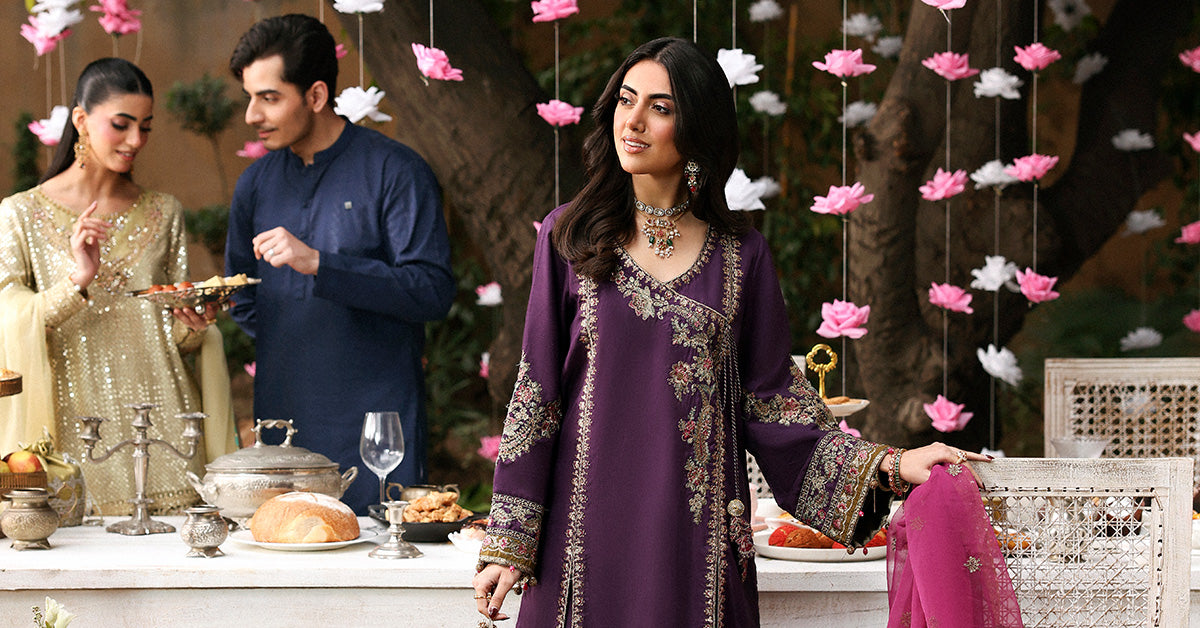 3 Piece Embroidered Raw Silk Suit