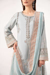 3 Piece Embroidered Raw Silk Suit