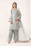 3 Piece Embroidered Raw Silk Suit