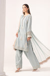3 Piece Embroidered Raw Silk Suit
