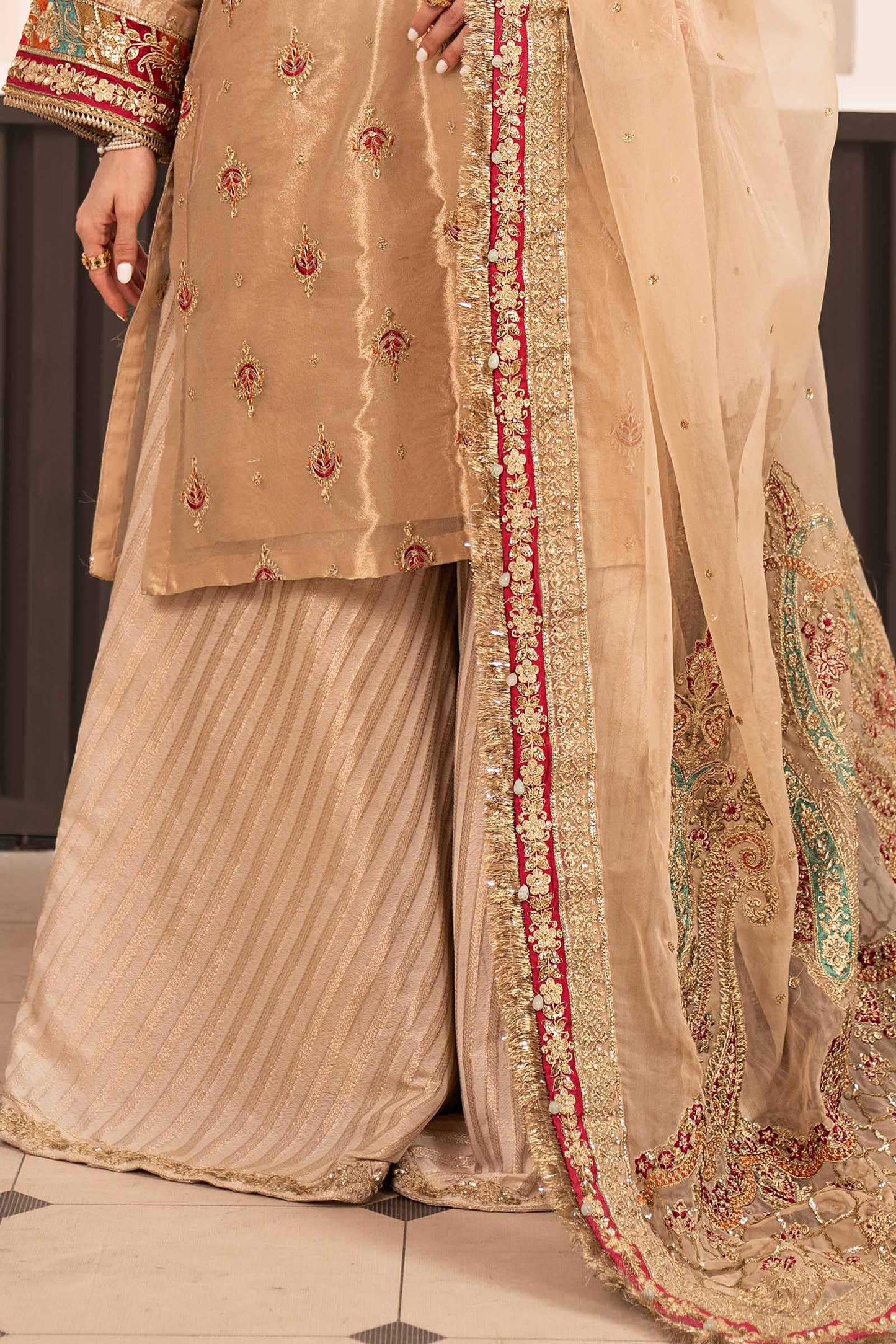 3 Piece Embroidered Tissue Suit