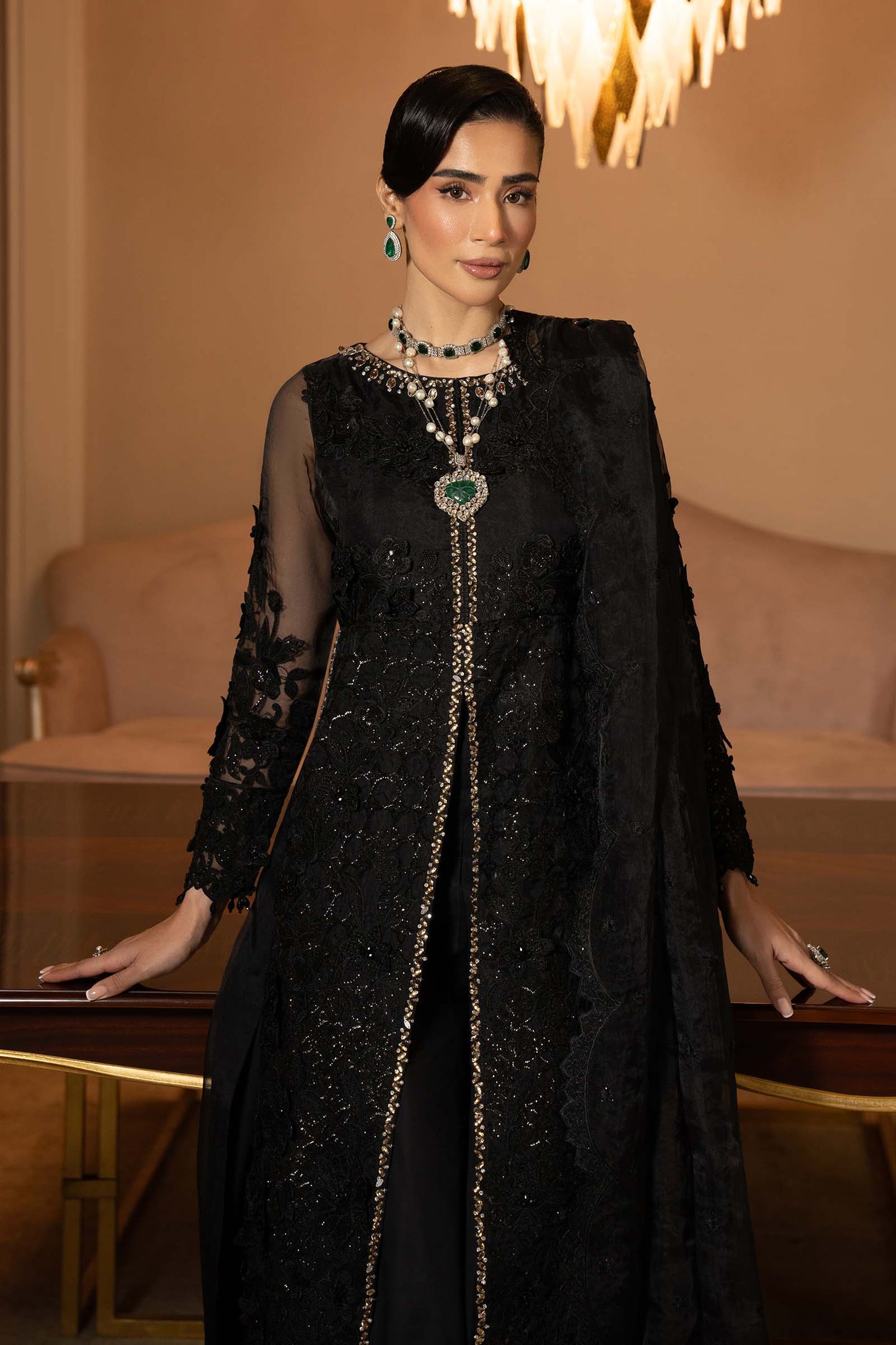 3 Piece Embroidered Organza Suit