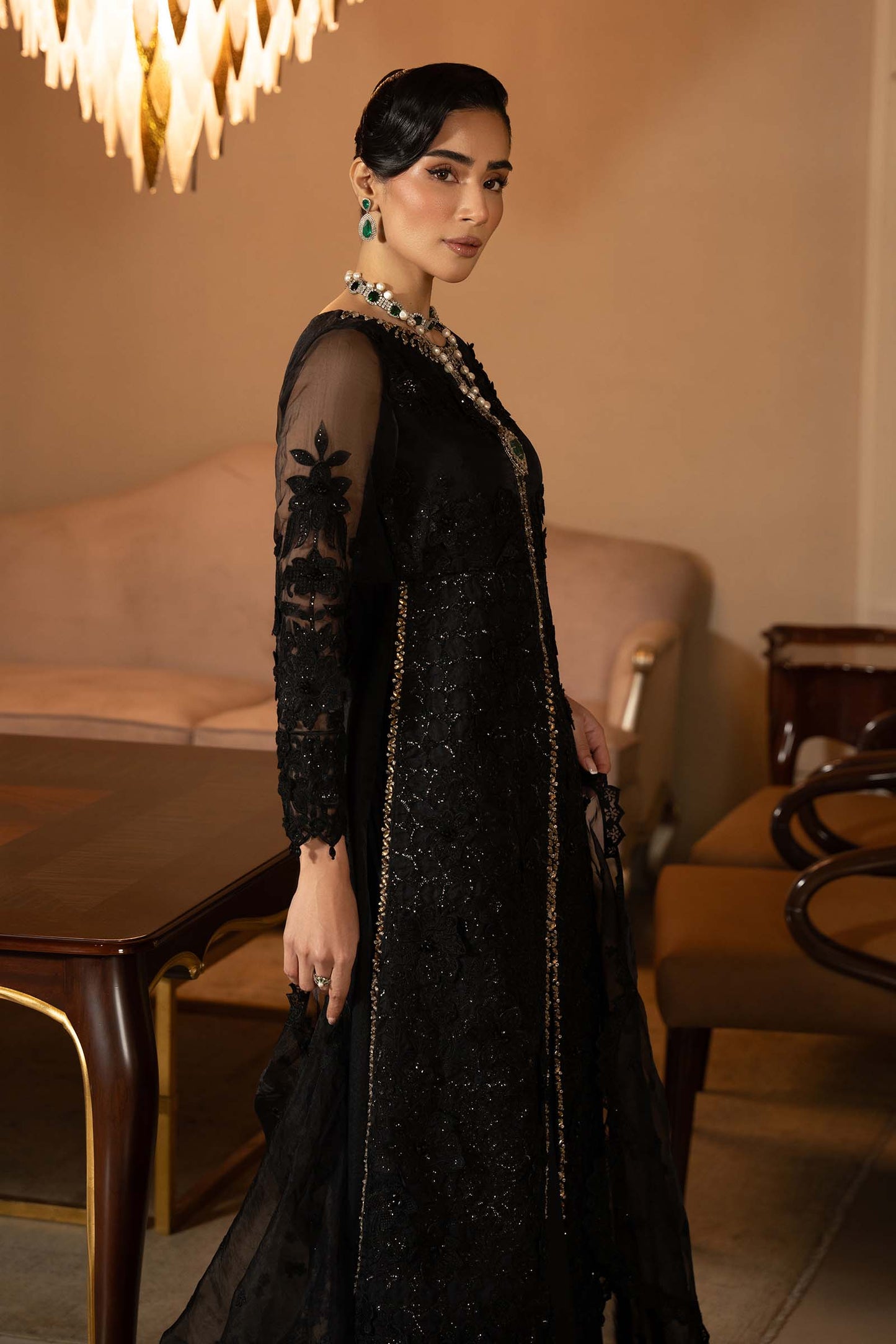 3 Piece Embroidered Organza Suit