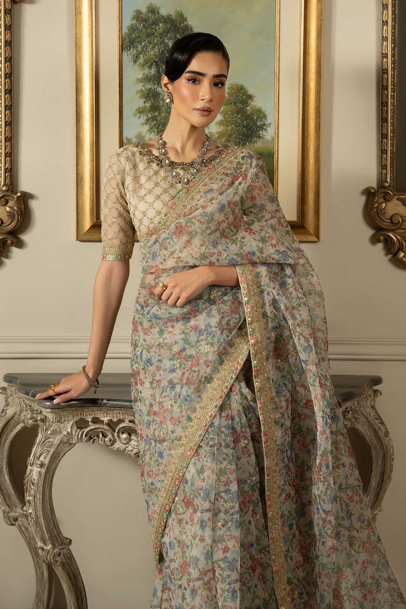 Embroidered Organza Saree