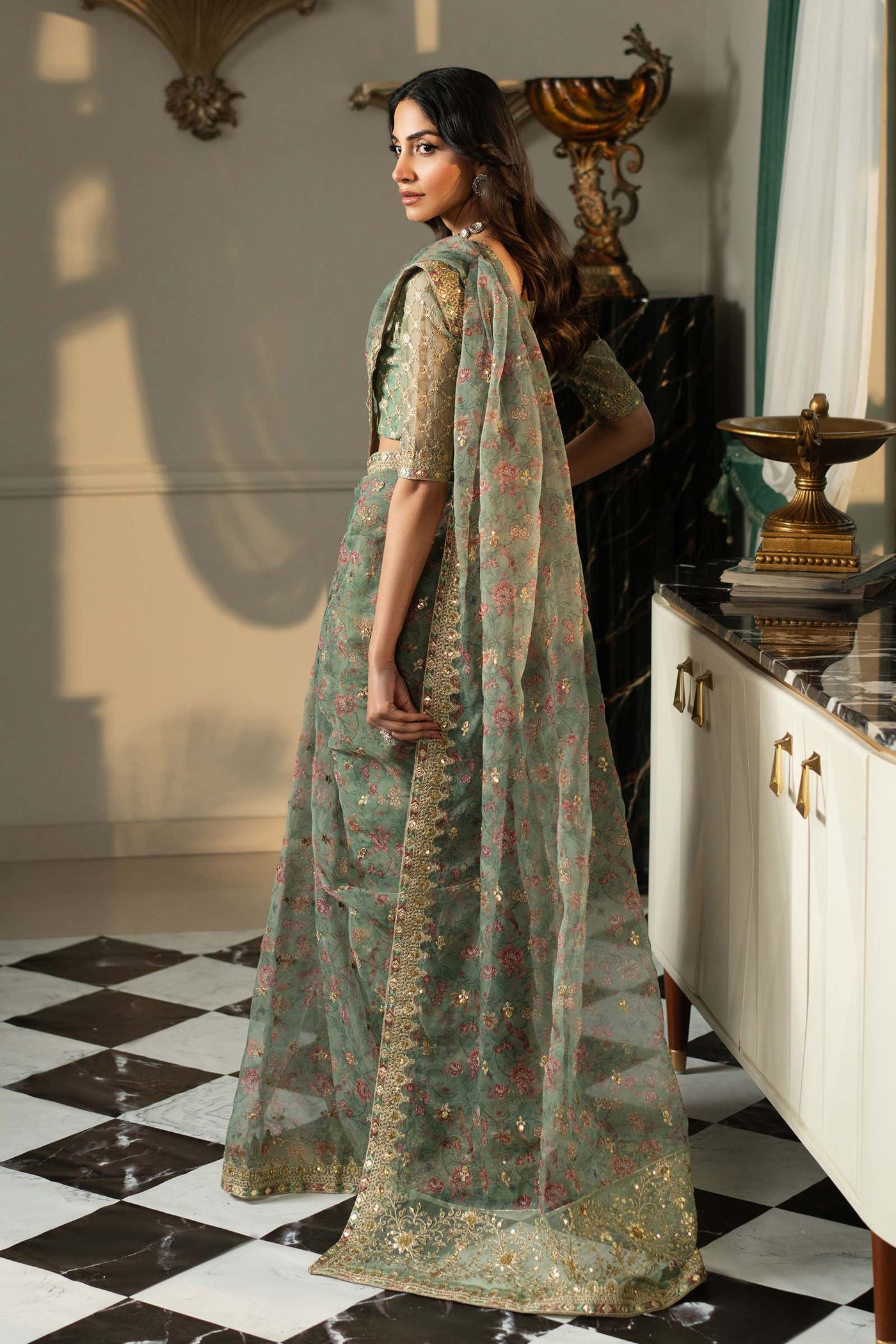 Embroidered Organza Saree