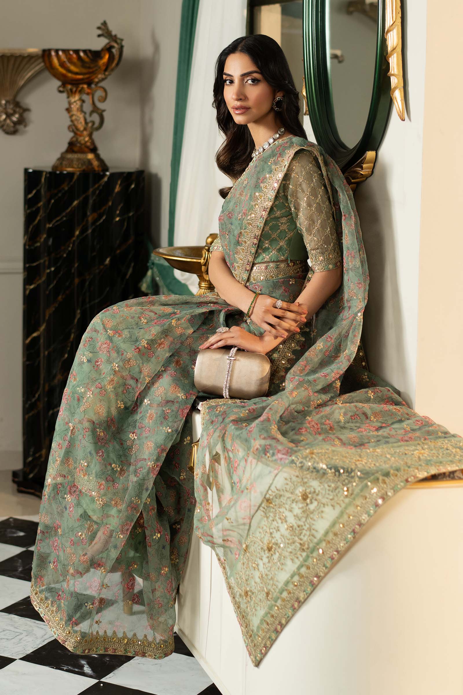Embroidered Organza Saree