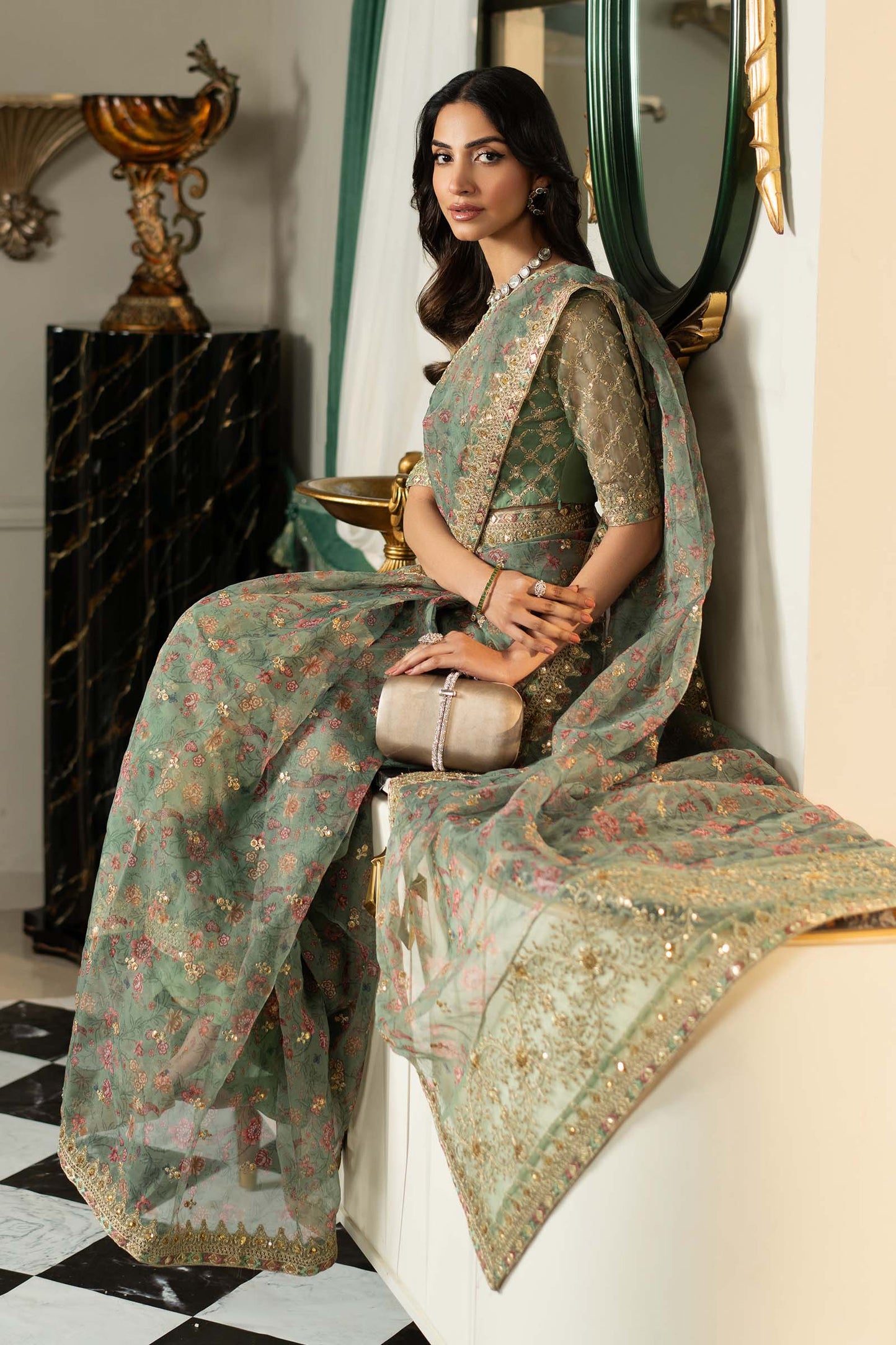 Embroidered Organza Saree