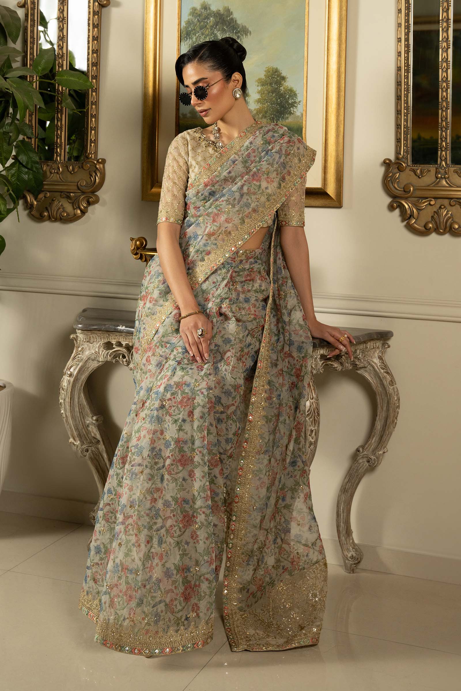Embroidered Organza Saree
