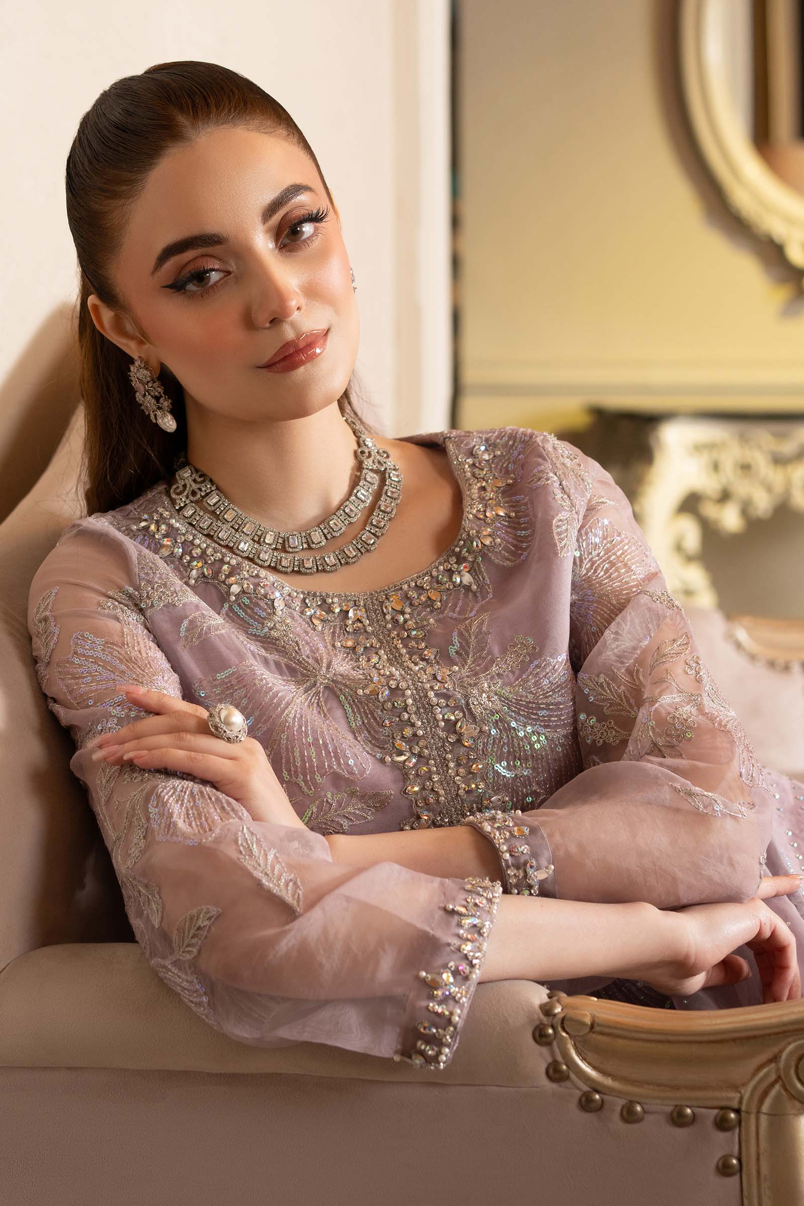 3 Piece Embroidered Organza Suit