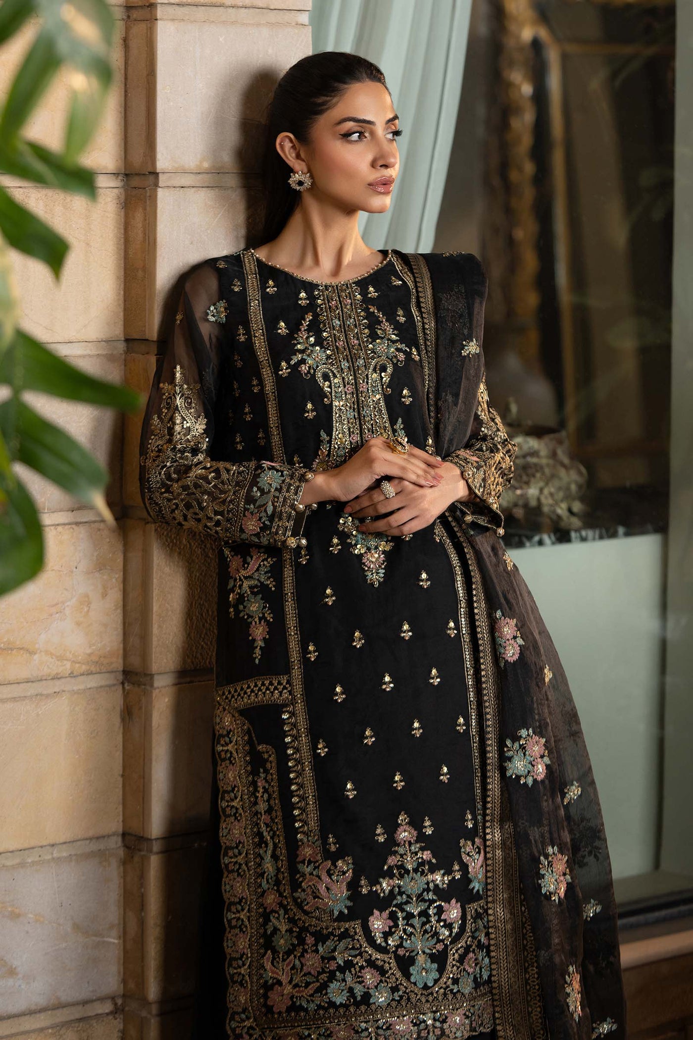 3 Piece Embroidered Organza Suit