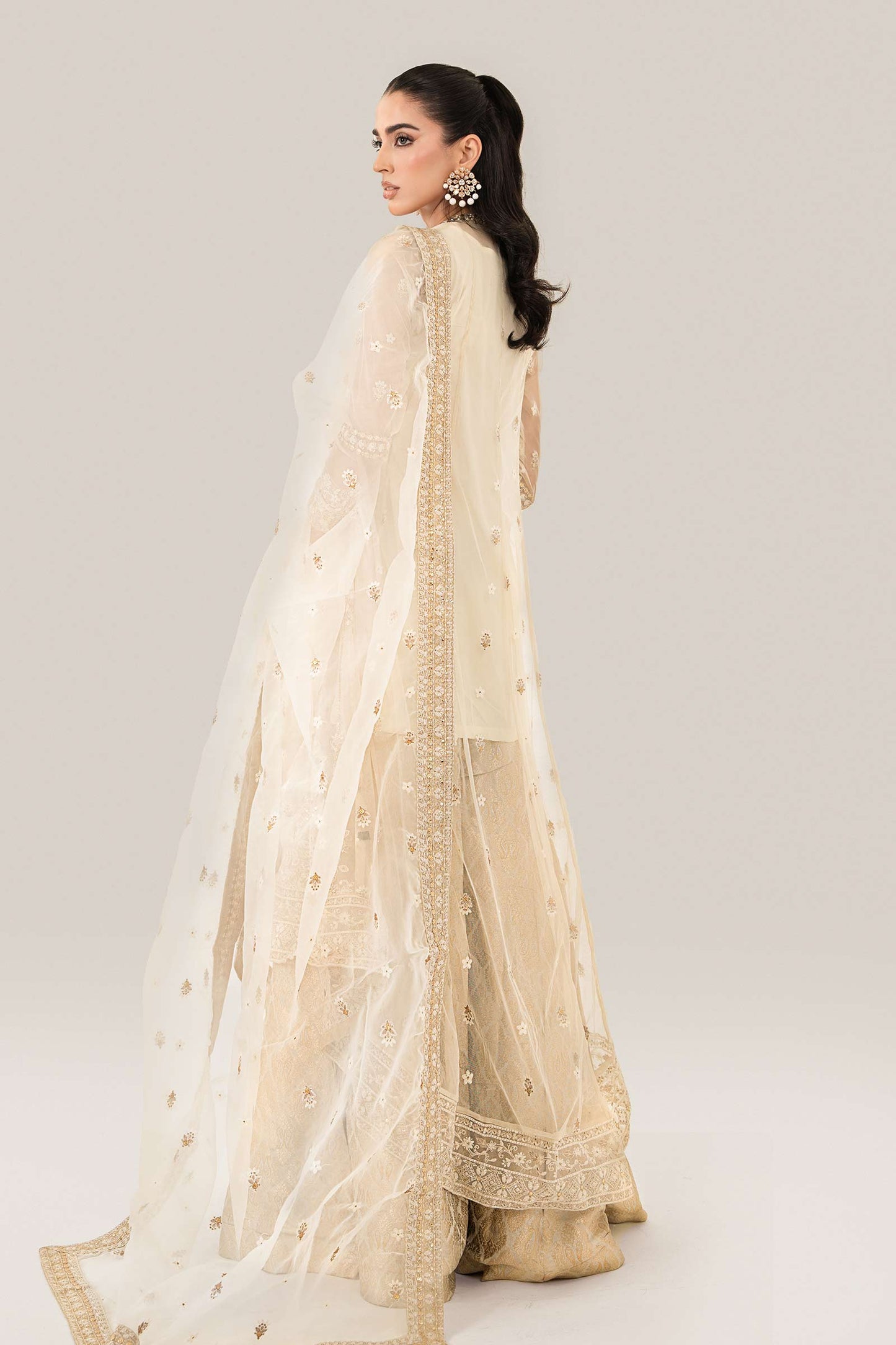 3 Piece Embroidered Net Suit