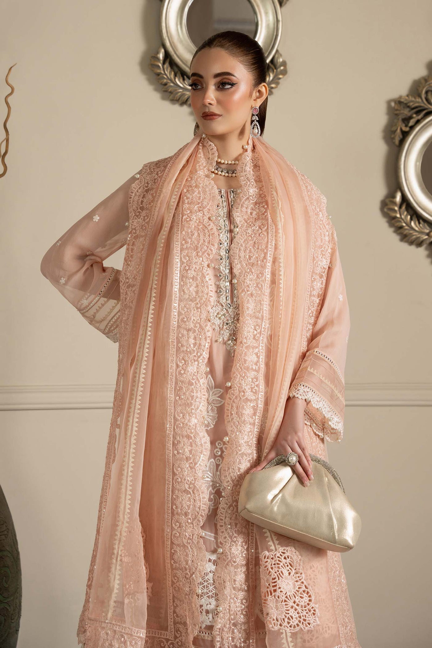 3 Piece Embroidered Chiffon Suit