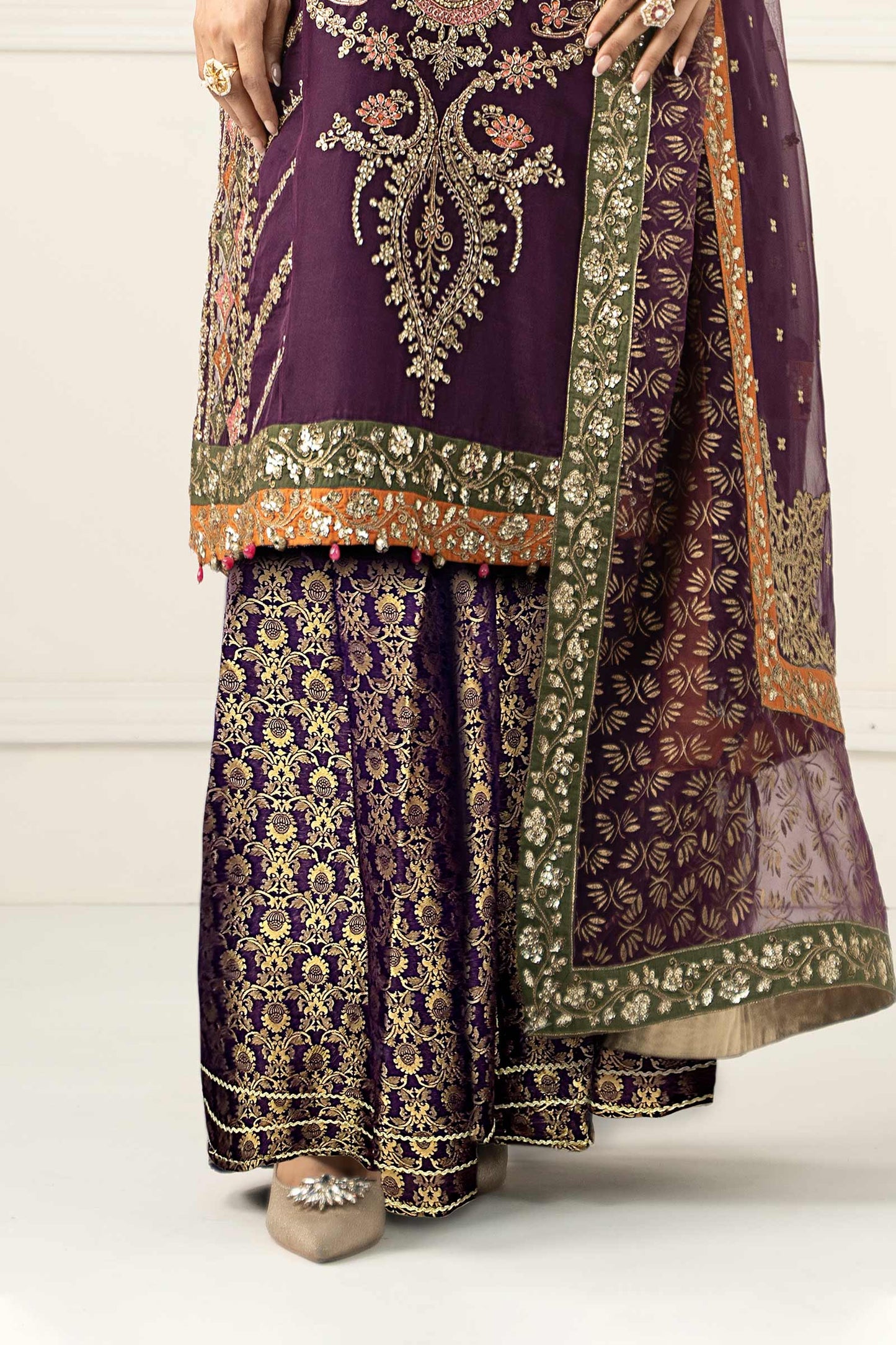 3 Piece Embroidered Organza Suit