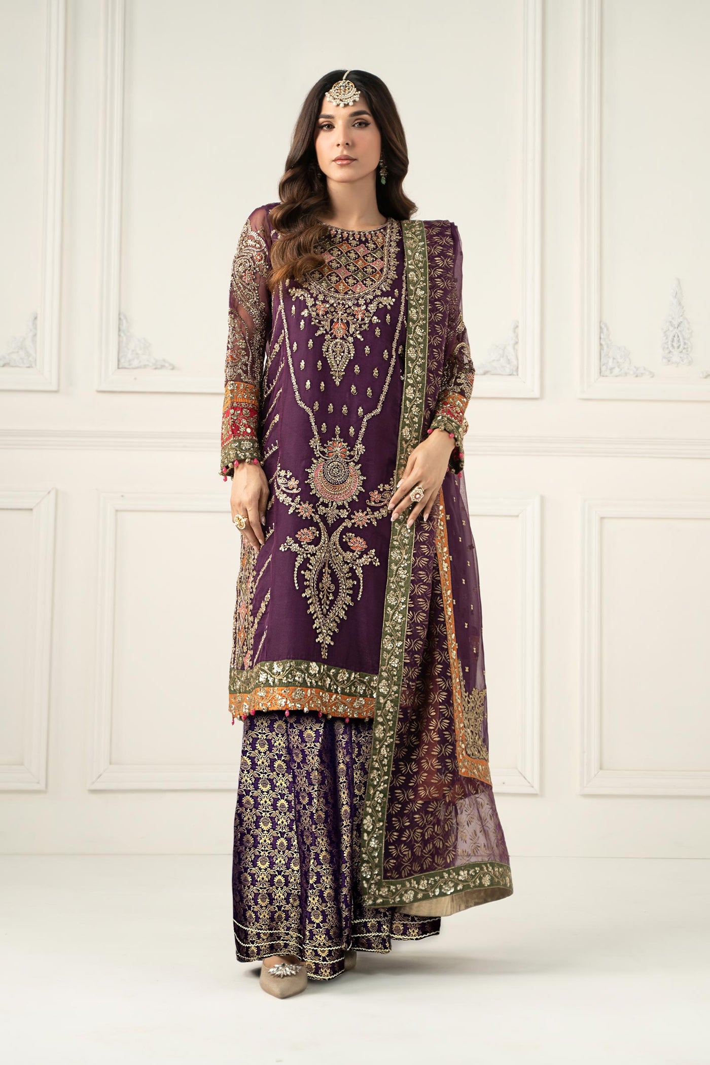 3 Piece Embroidered Organza Suit | SF-EF25-28