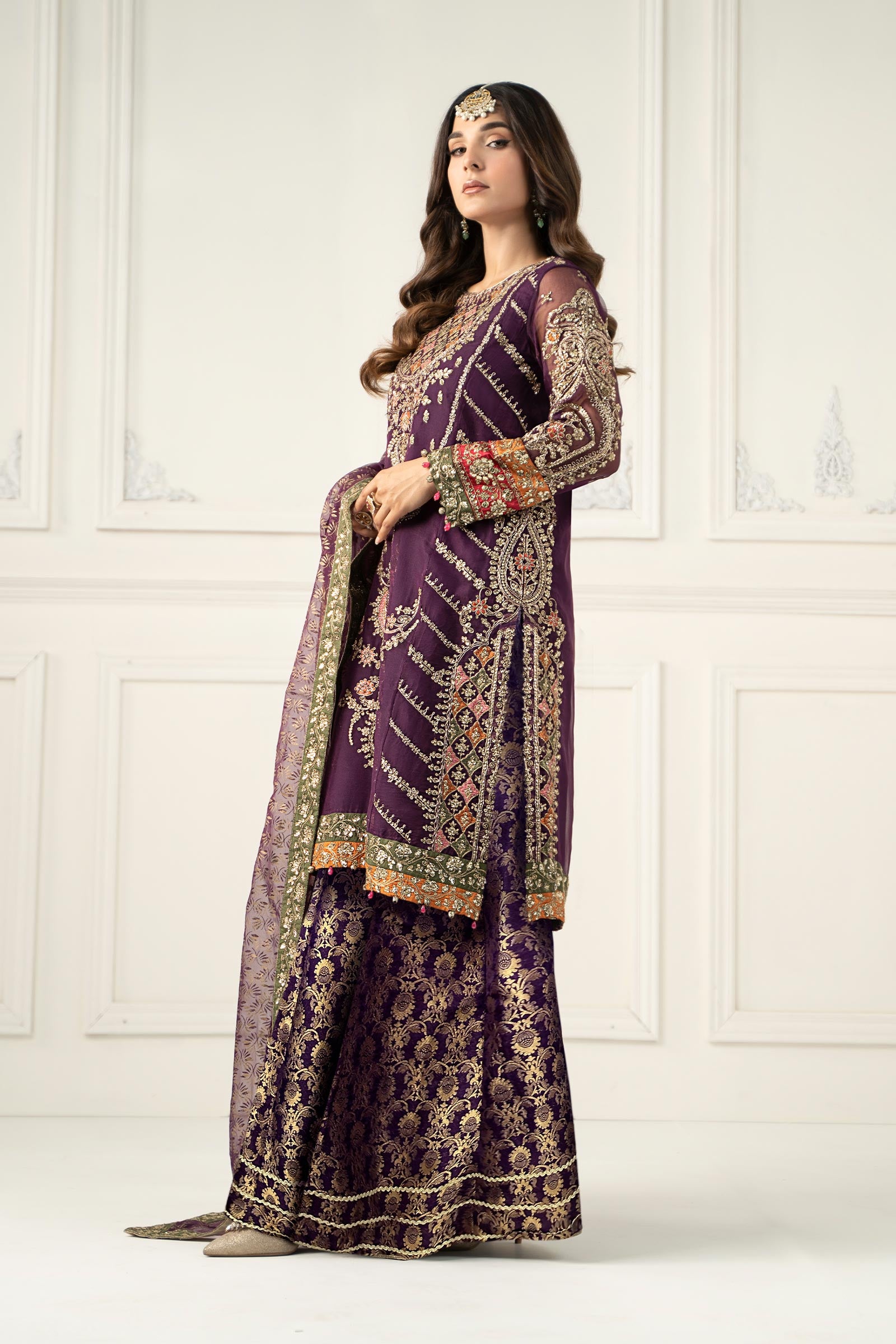 3 Piece Embroidered Organza Suit