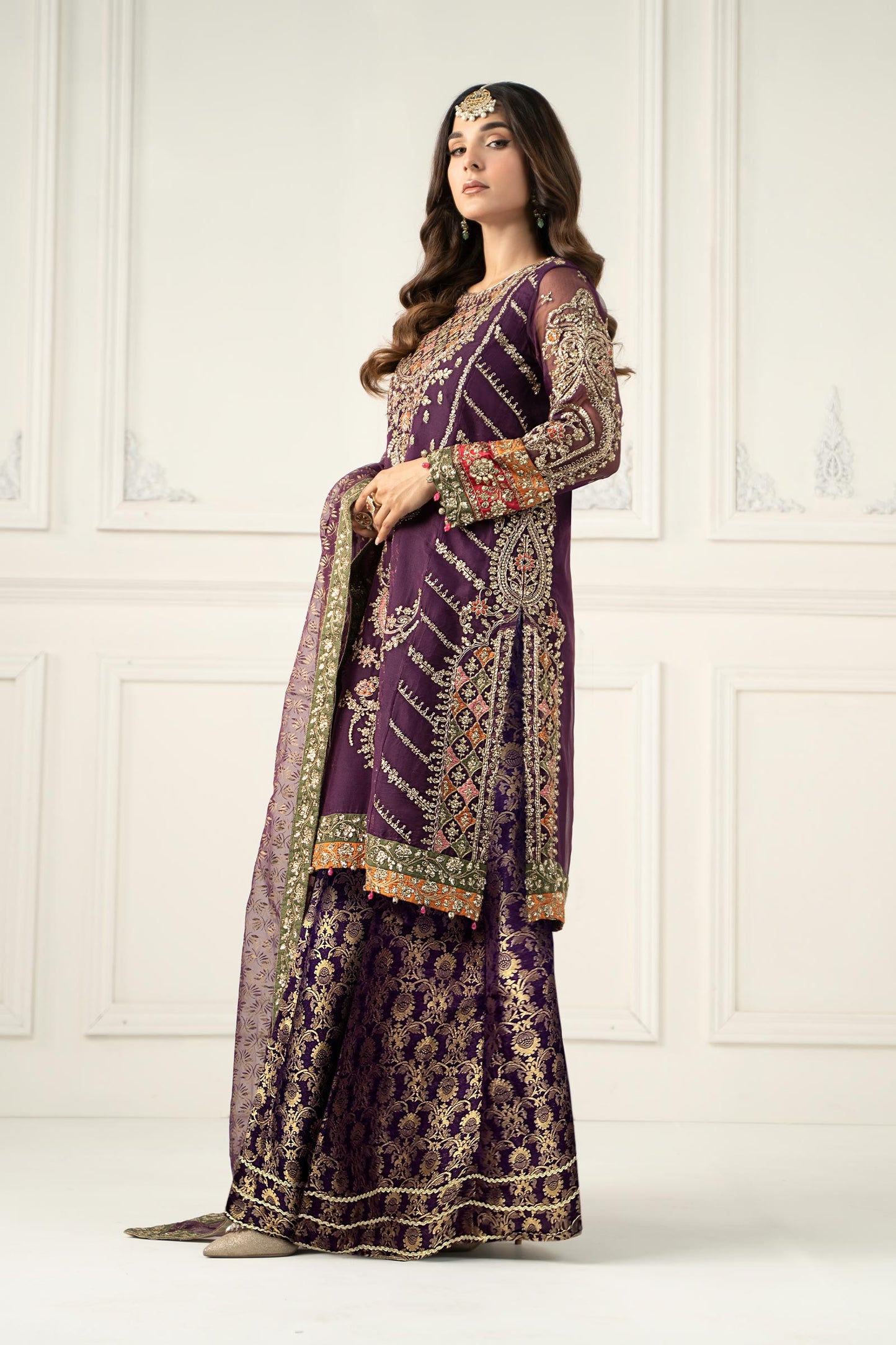 3 Piece Embroidered Organza Suit