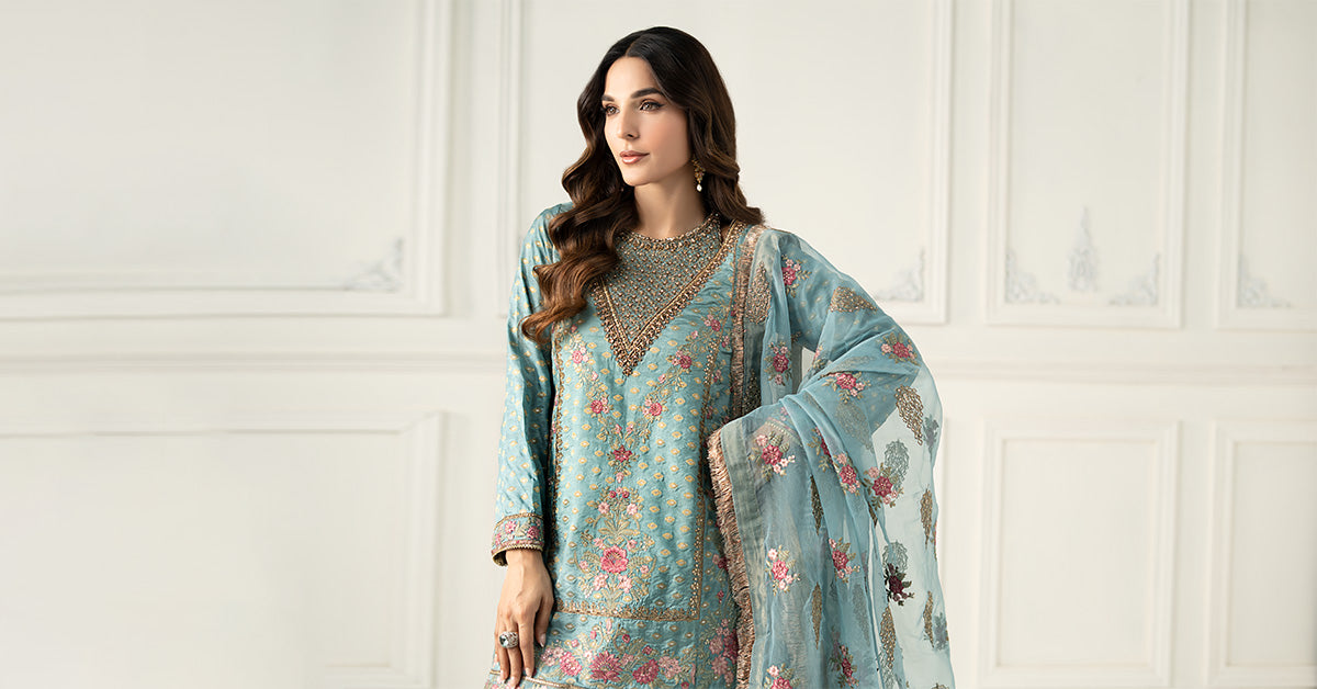 3 Piece Embroidered Silk Jacquard Suit